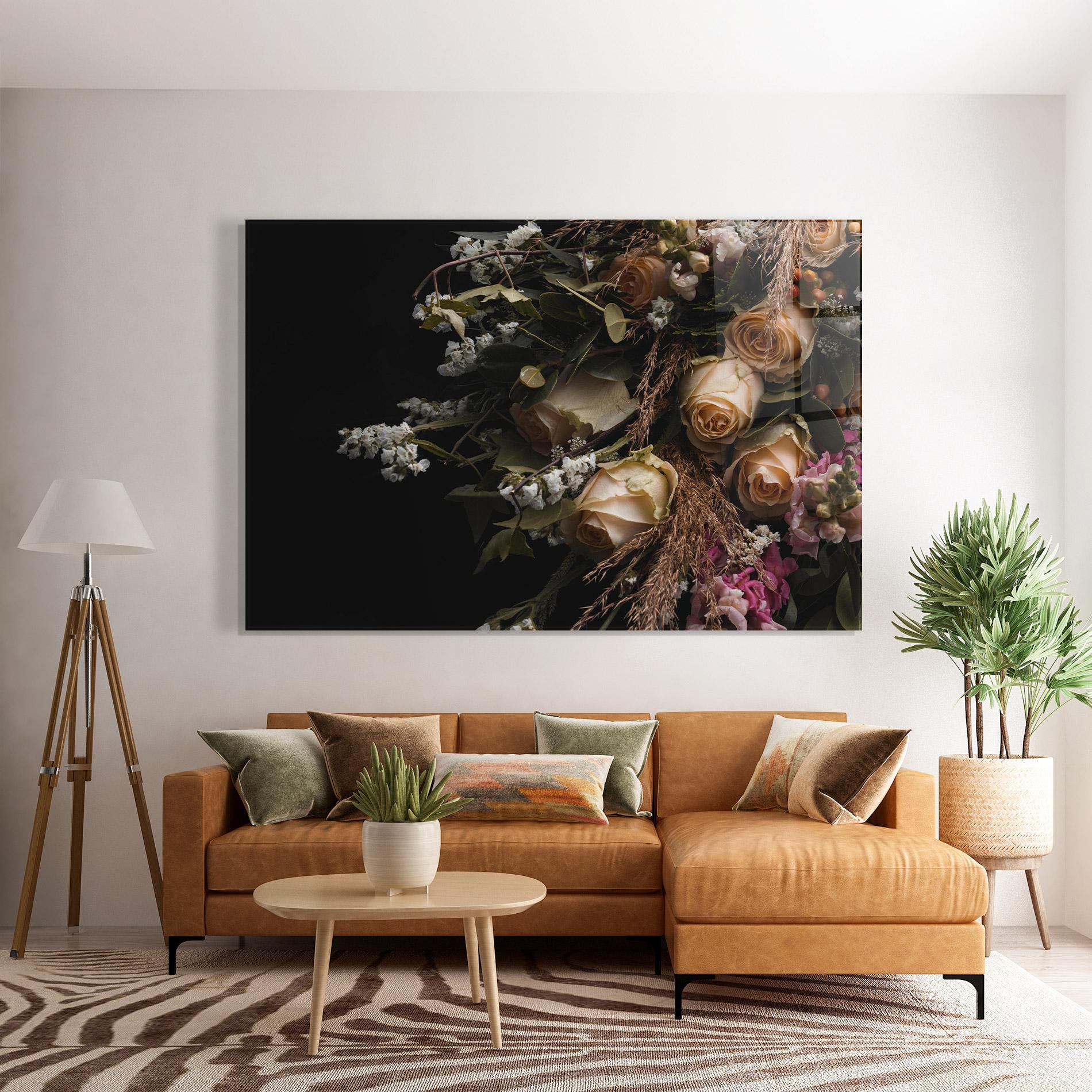 Стъклена картина Luxurious Cream Bouquet mockup 7