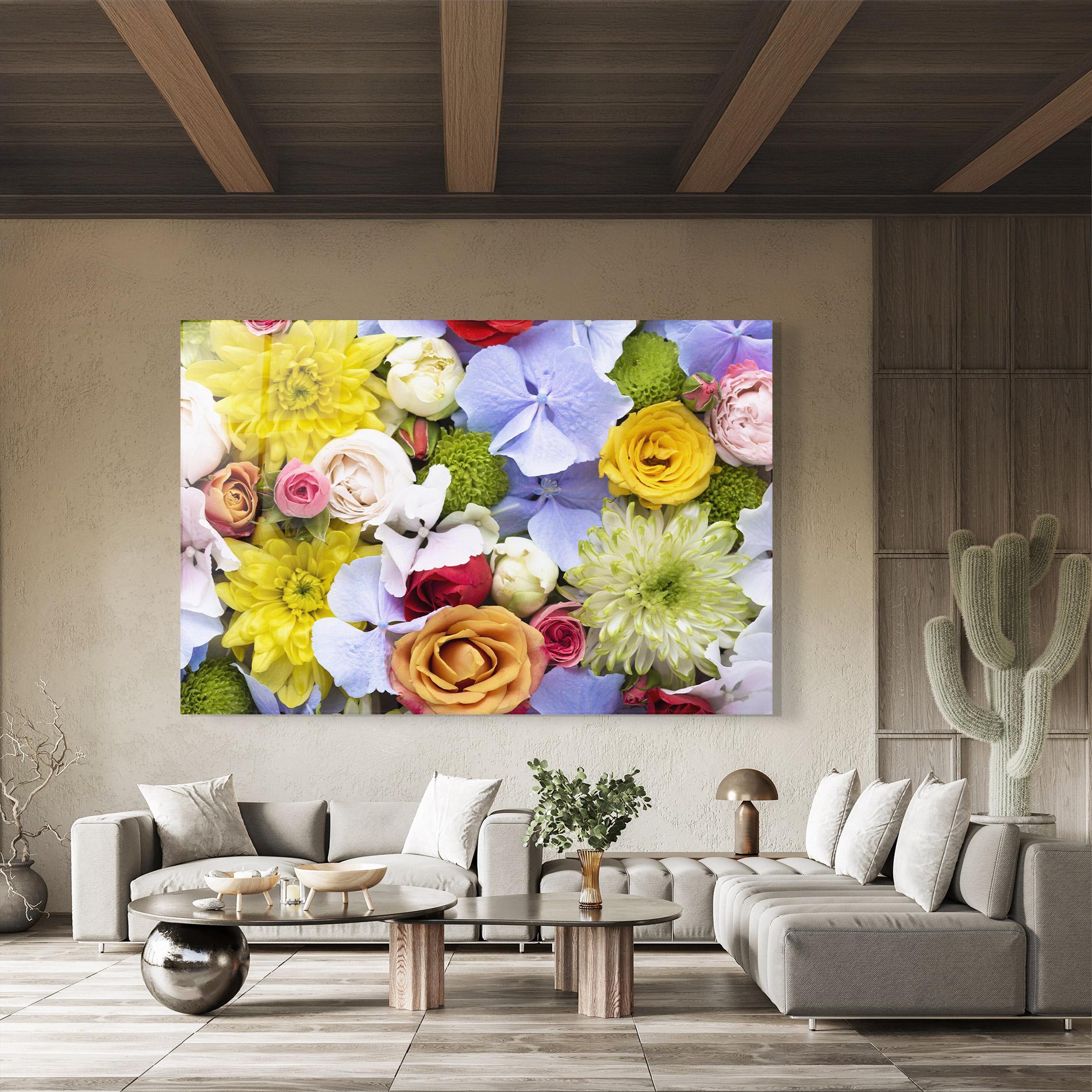 Стъклена картина Color Mix Flower Bouquet mockup 8