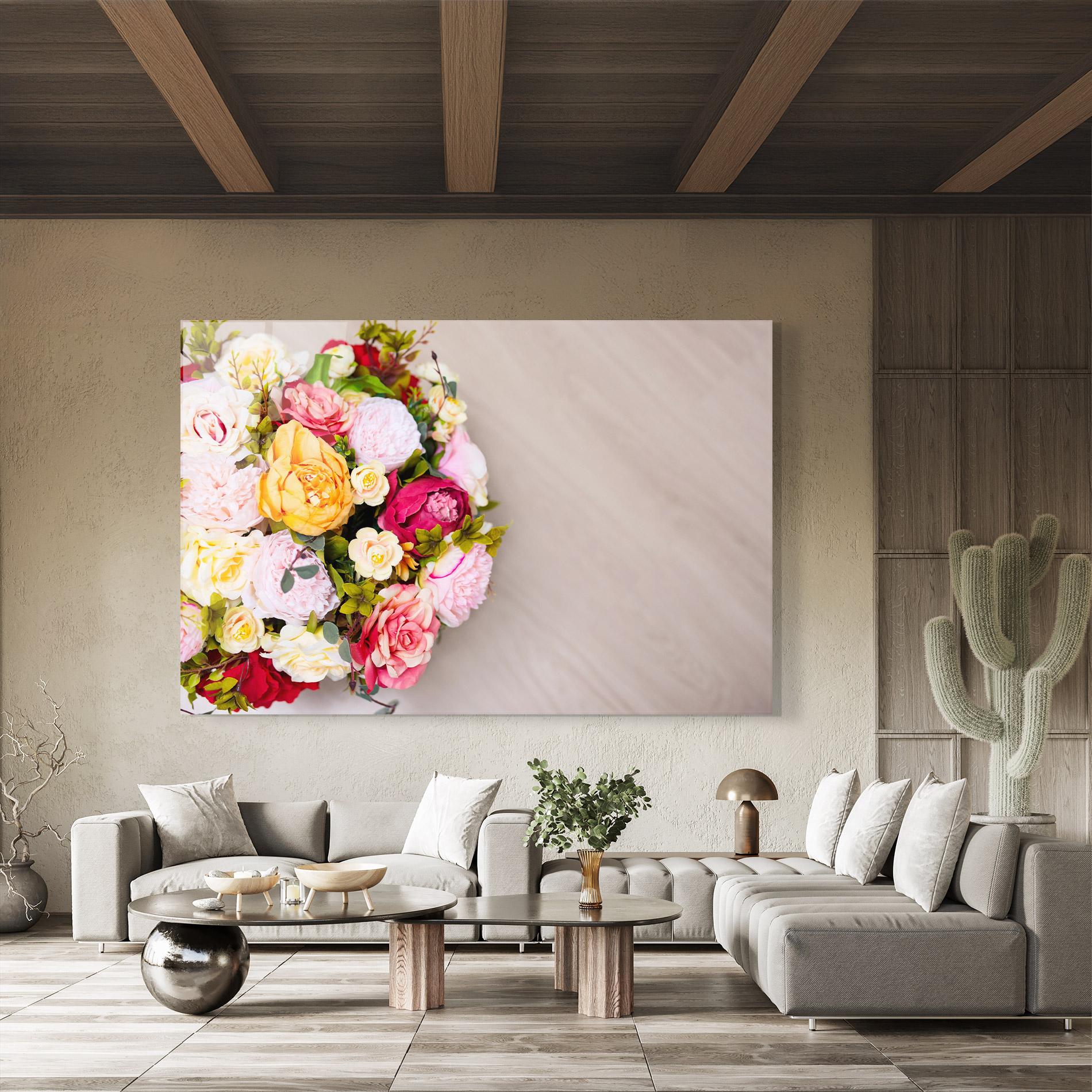 Стъклена картина Orange Purple Bouquet mockup 8