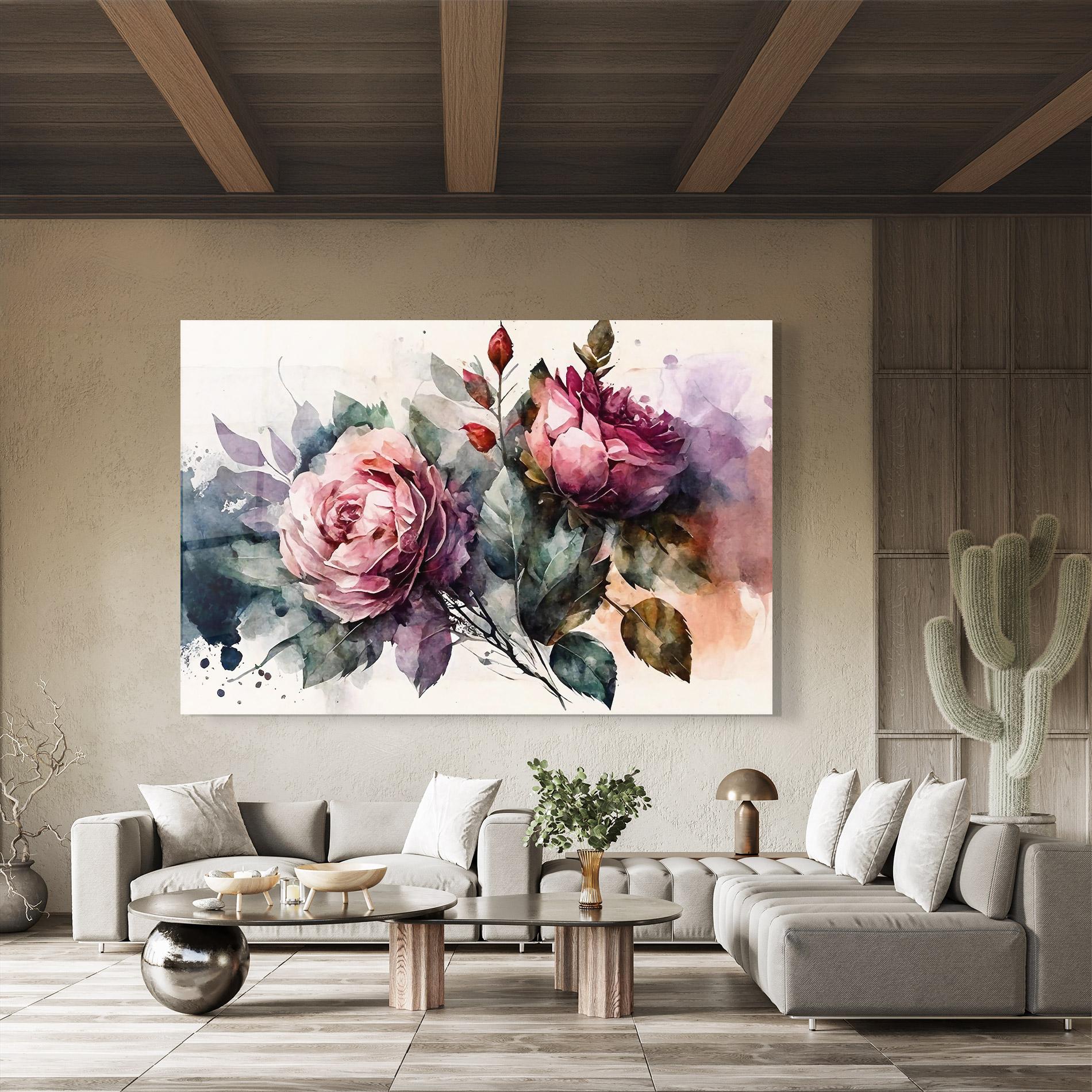 Стъклена картина Roses Bouquet Art mockup 8