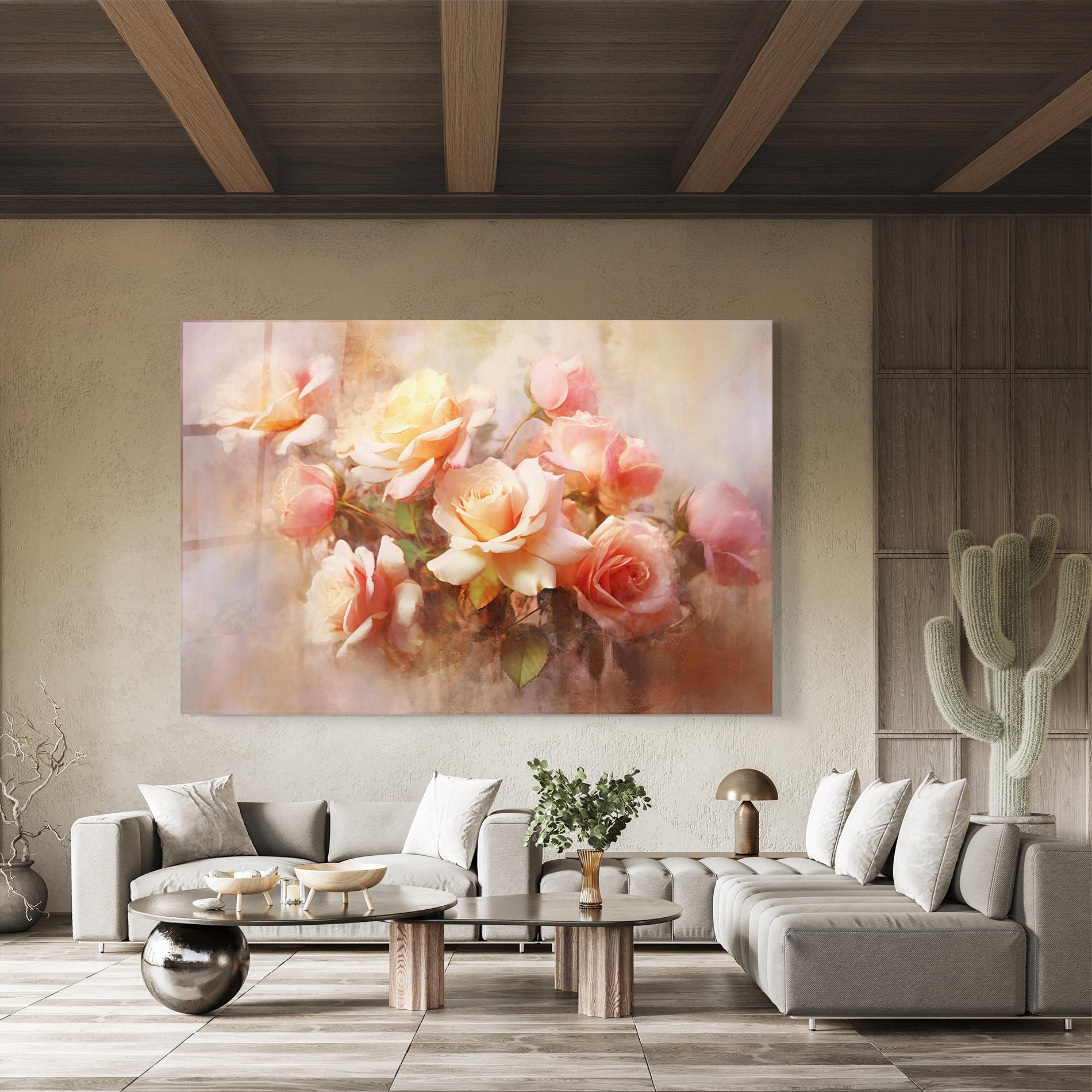 Стъклена картина Roses Bouquet Painting mockup 8
