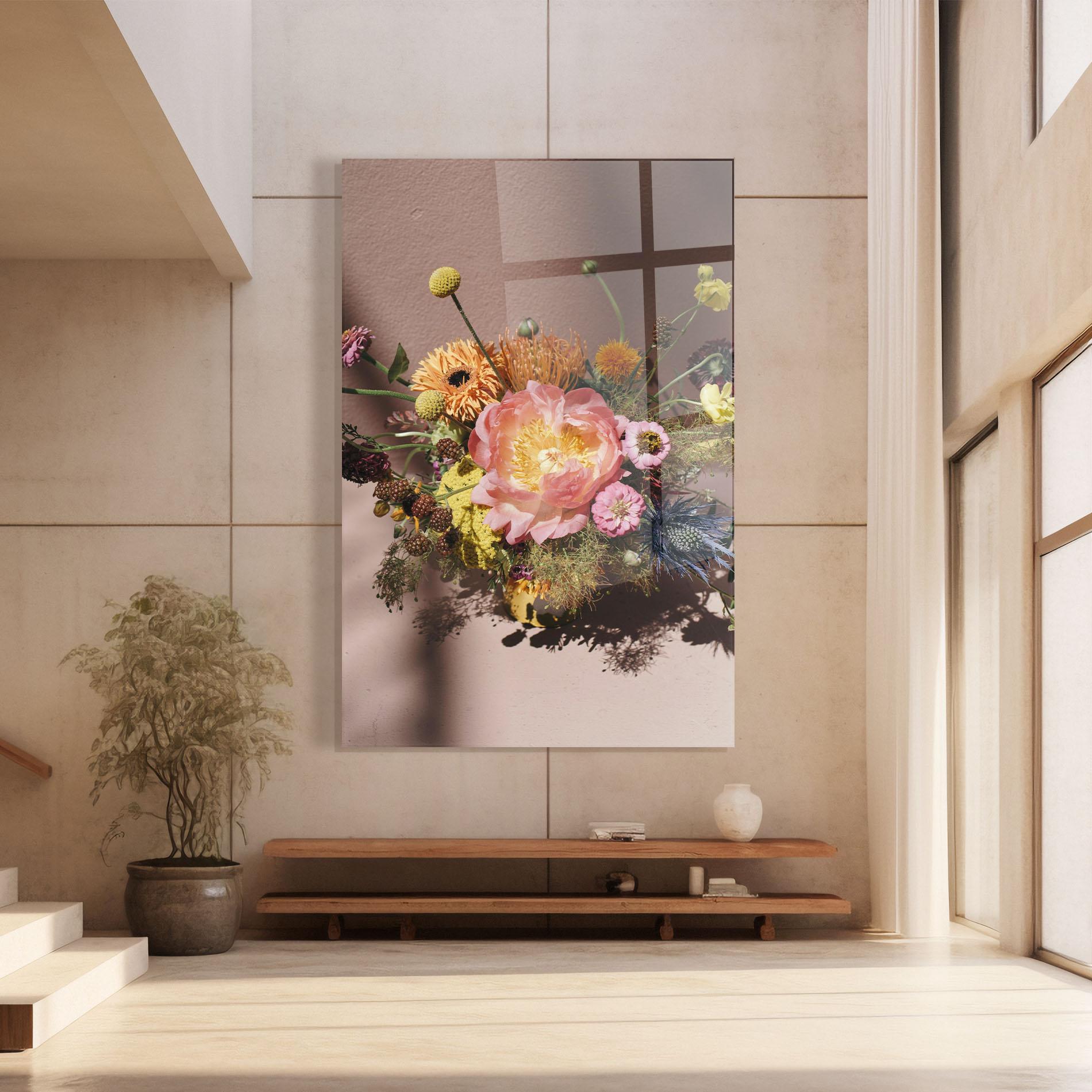 Стъклена картина Pastel Orange Bouquet mockup 8