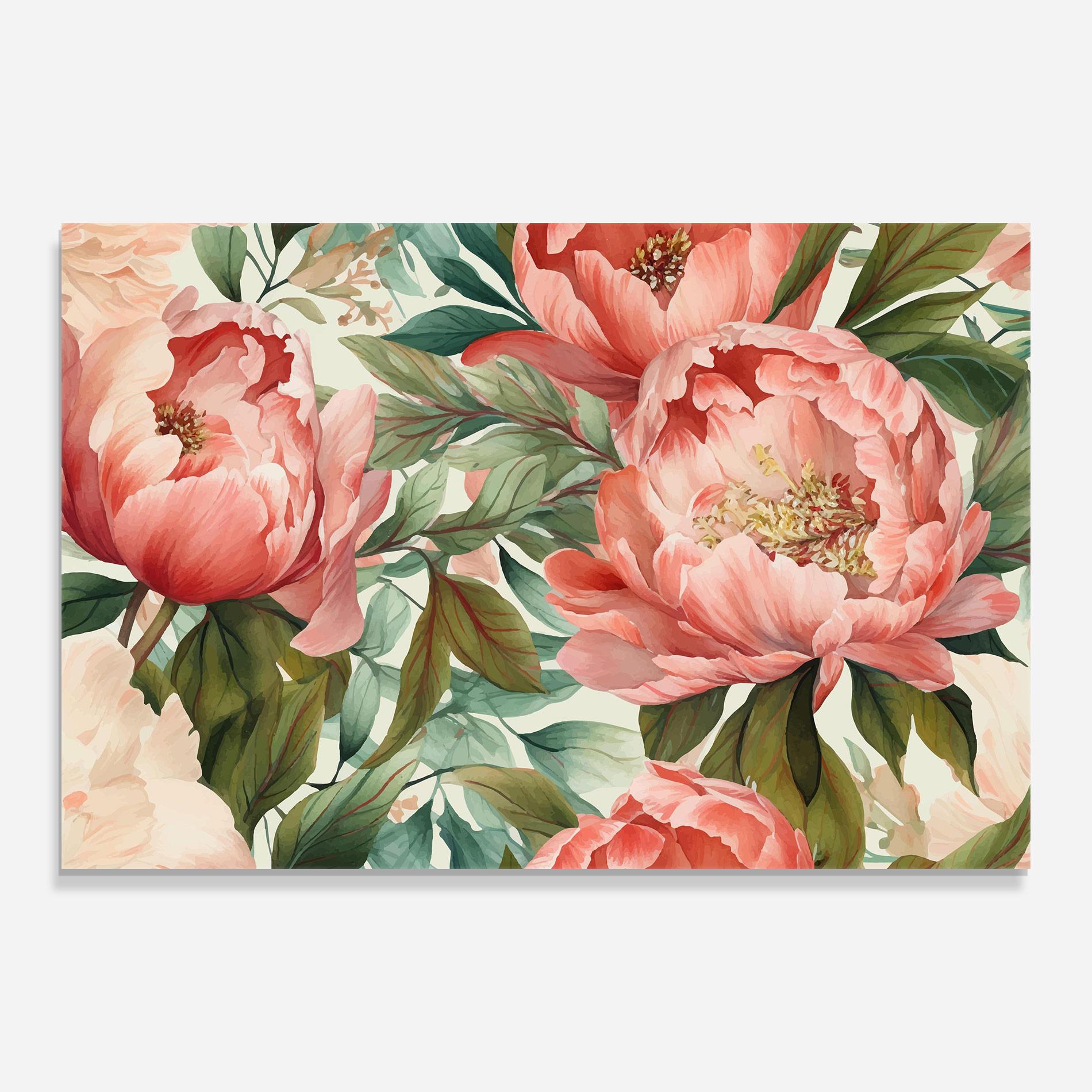 Стъклена картина Light Red Peony mockup 0