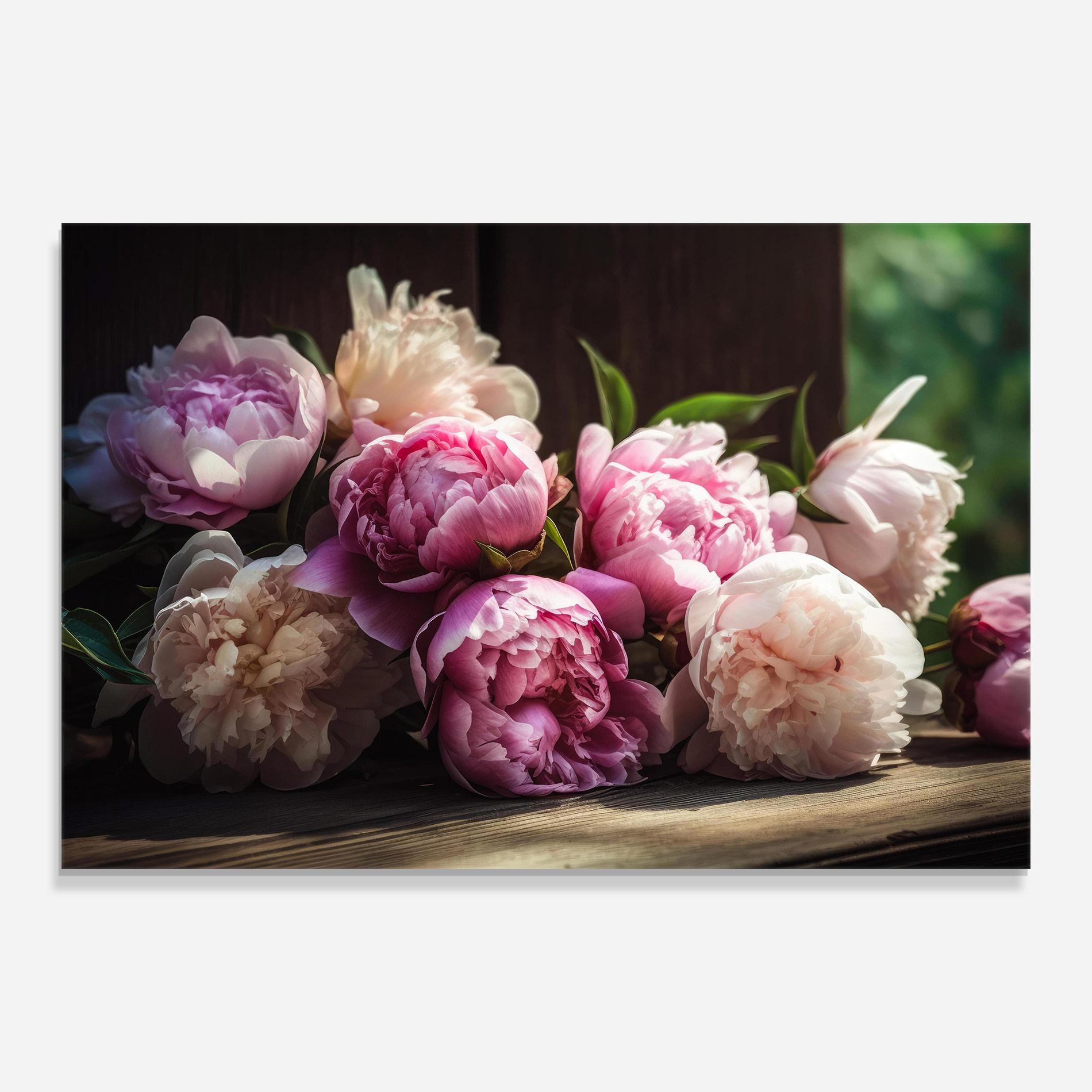 Стъклена картина Peonies On The Table mockup 0