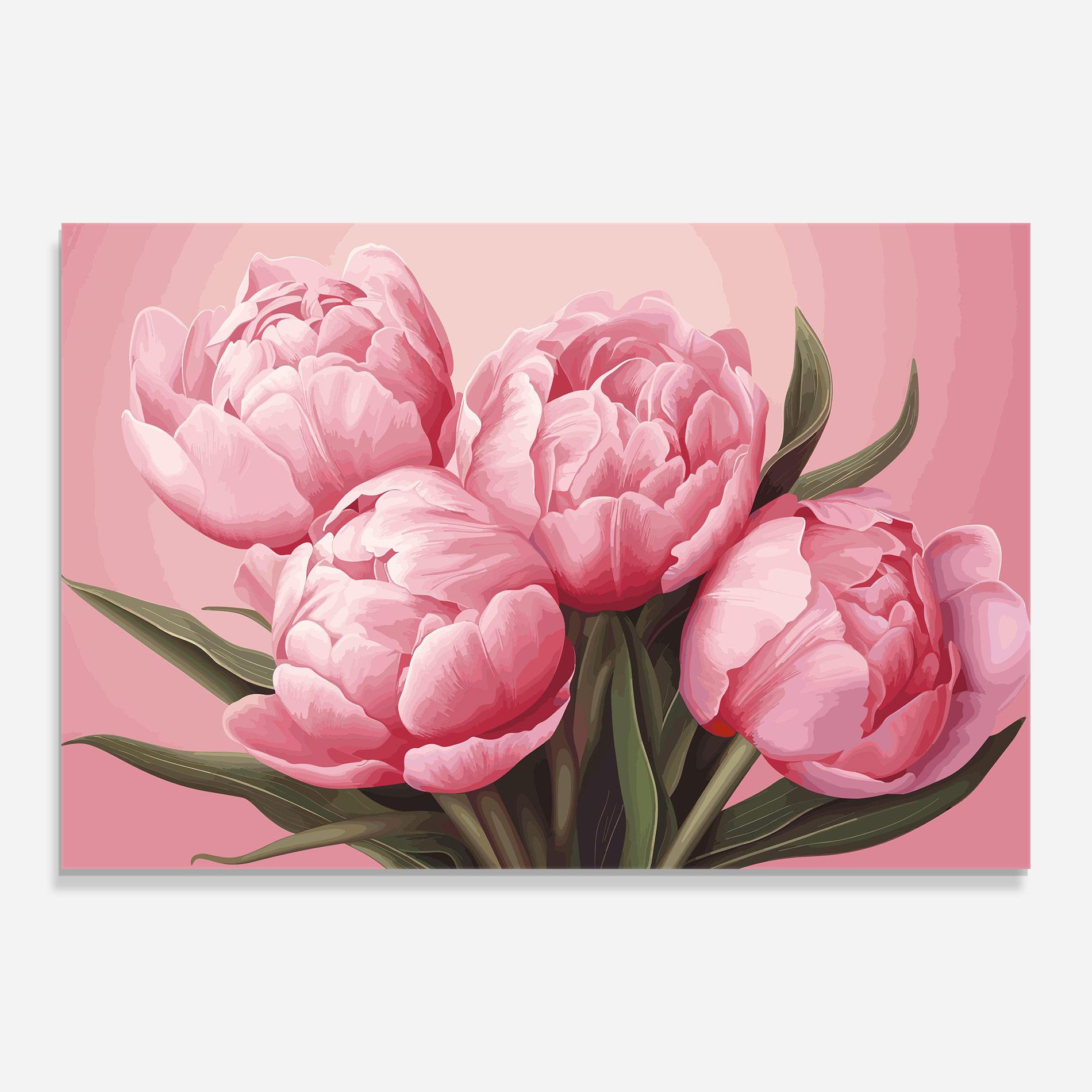 Стъклена картина Peony On Pink mockup 0