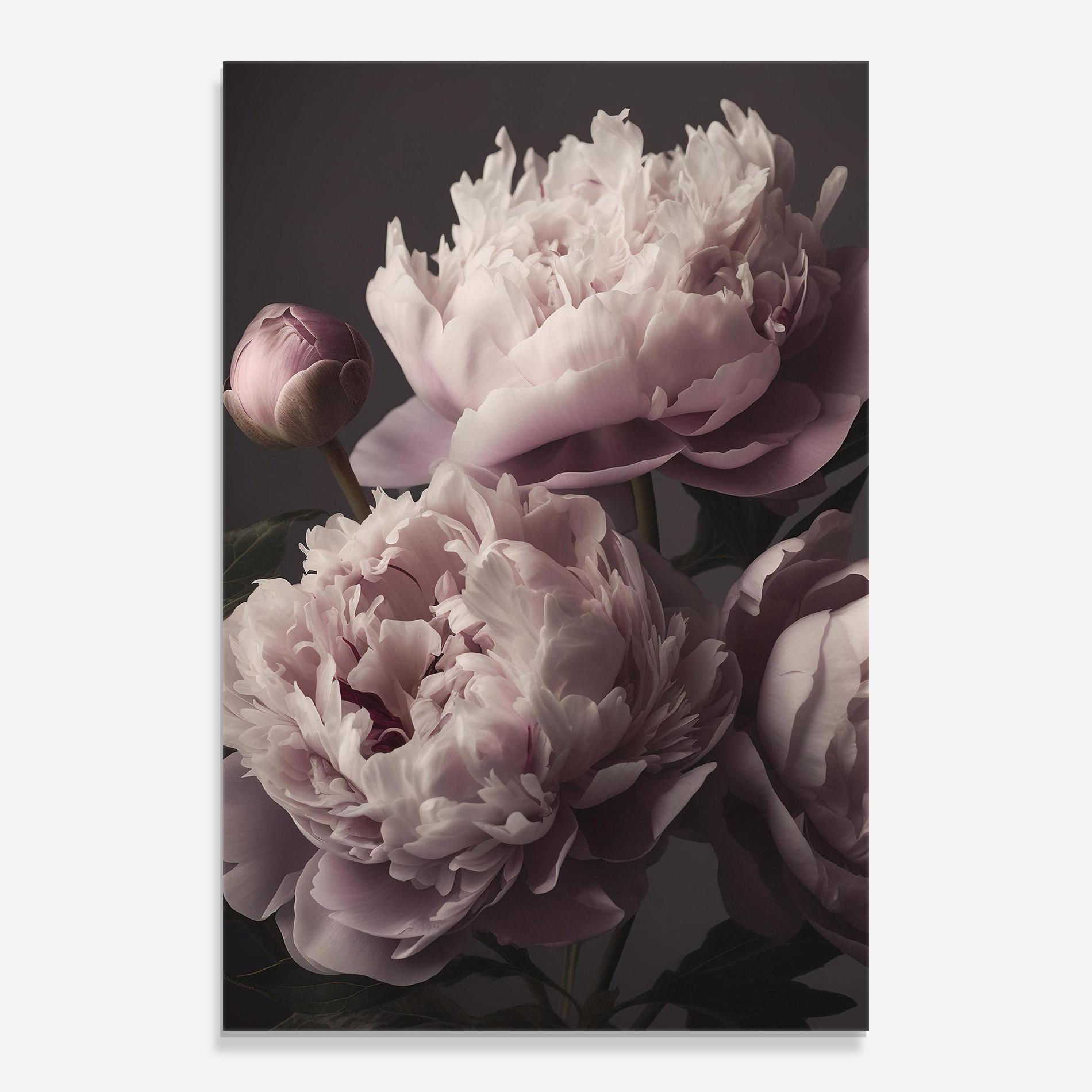 Стъклена картина Grey Pastel Pink Peony mockup 0