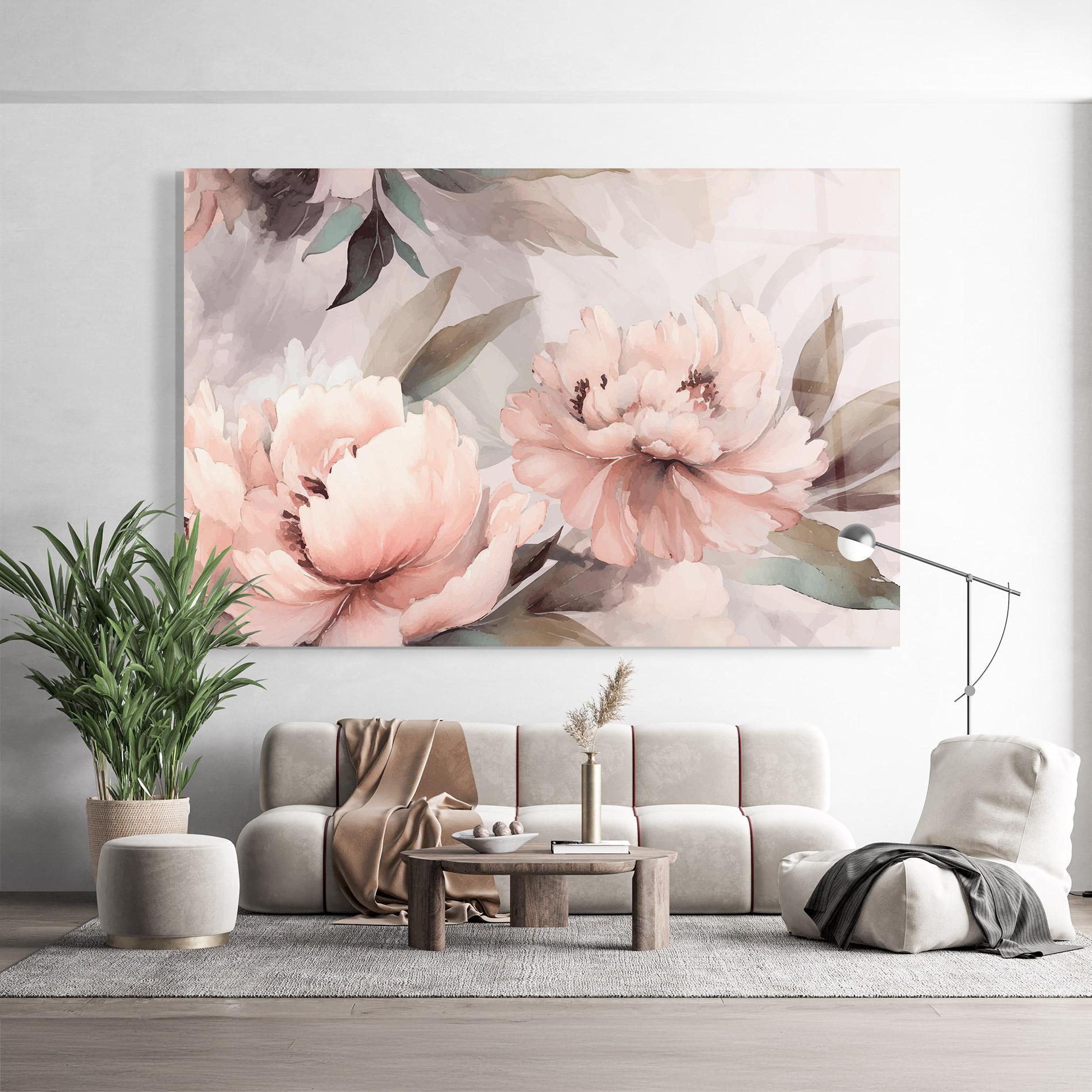 Стъклена картина Dreamy Peony Art mockup 9
