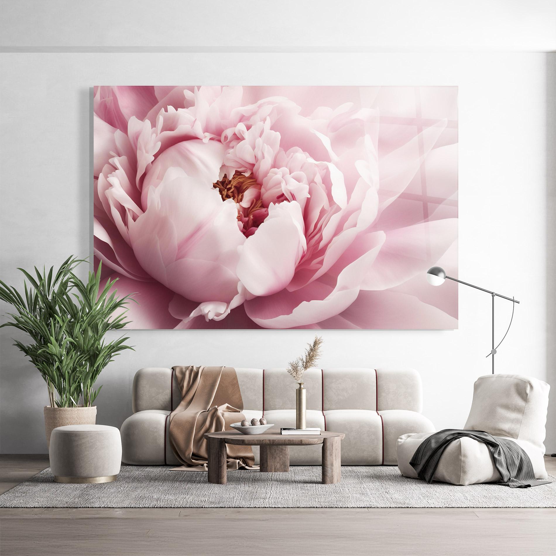 Стъклена картина Pastel Peony Petals mockup 9
