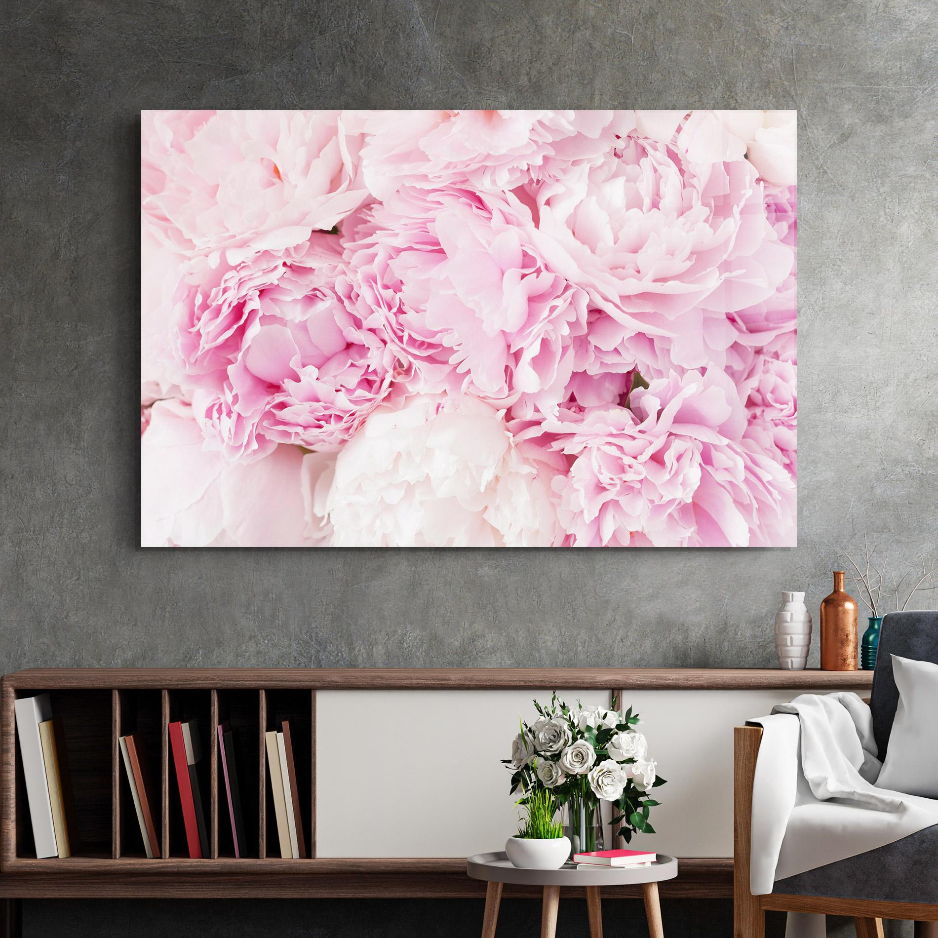 Стъклена картина Dreamy Pink Pastel Peony mockup 2