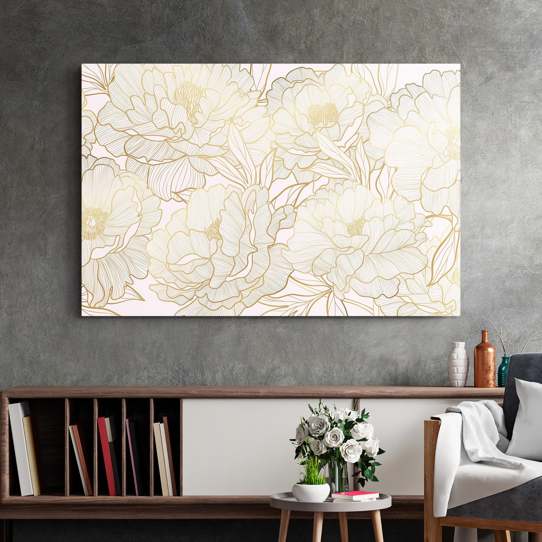 Стъклена картина Golden Peony mockup 2