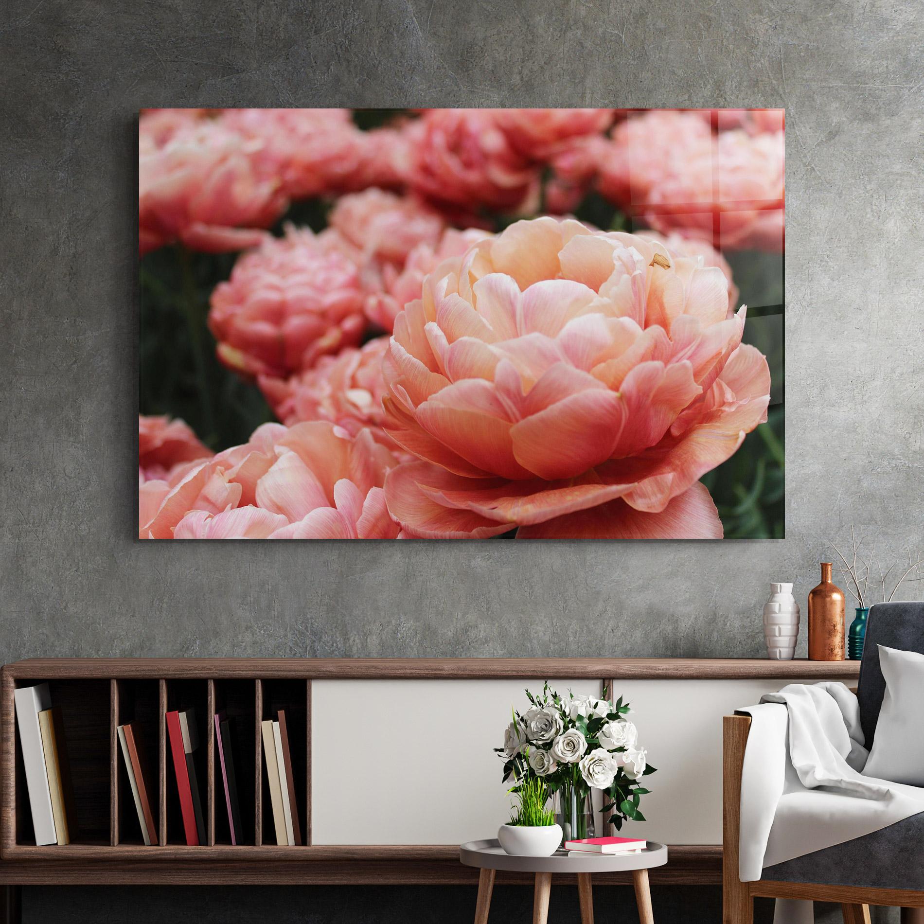 Стъклена картина Light Orange Peony mockup 2