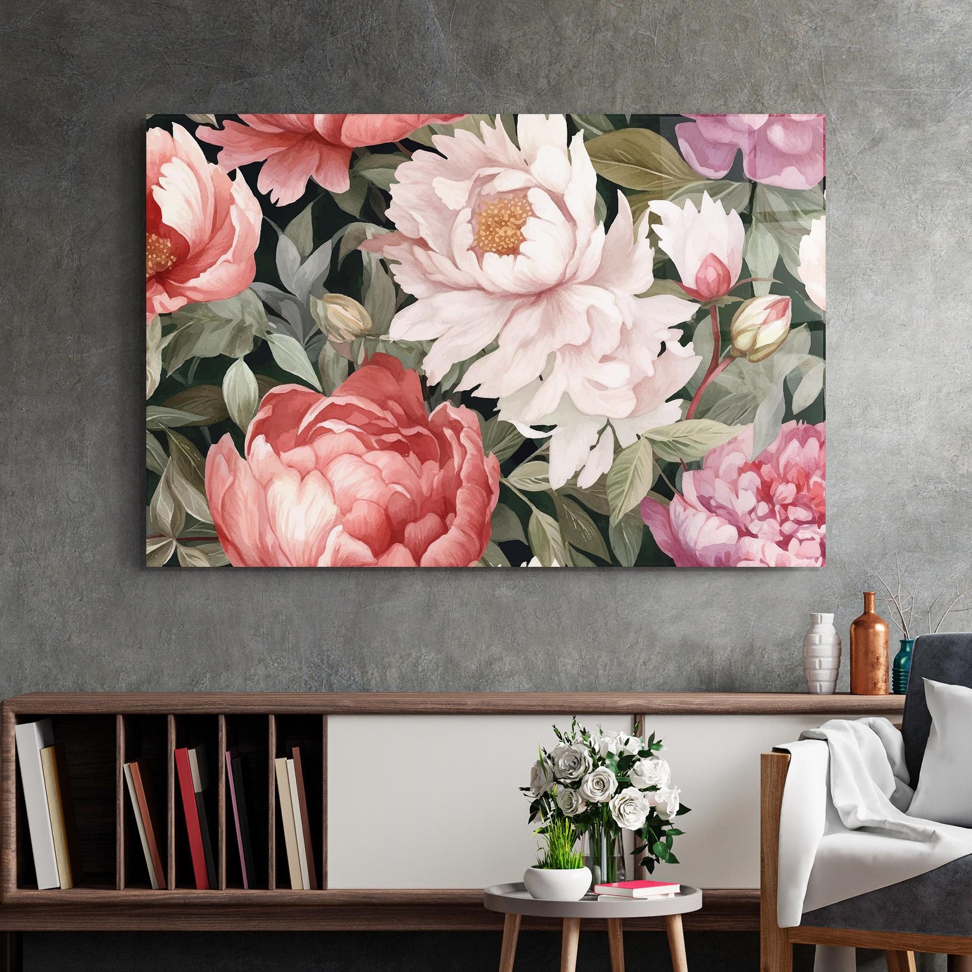 Стъклена картина Light Peony Art mockup 2