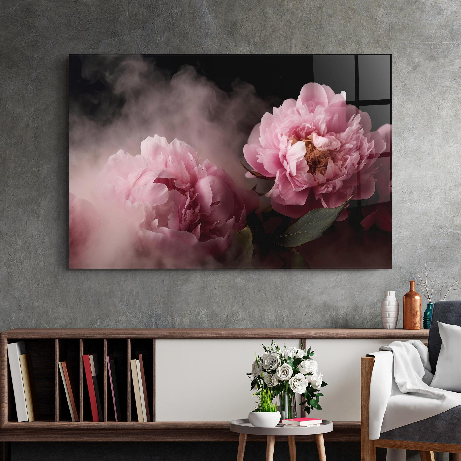 Стъклена картина Peony In Smoke mockup 2