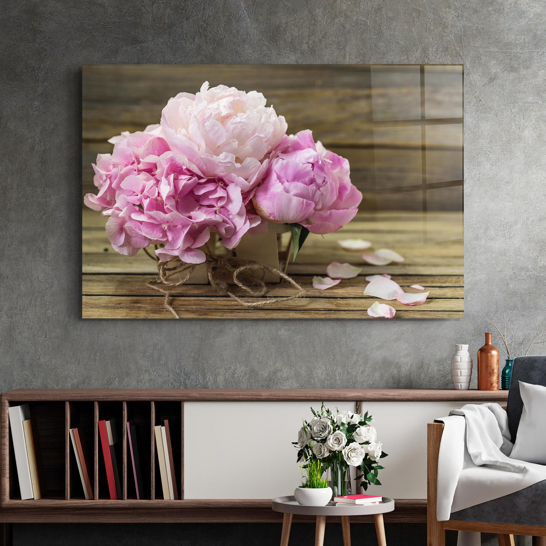 Стъклена картина Peony On Table mockup 2