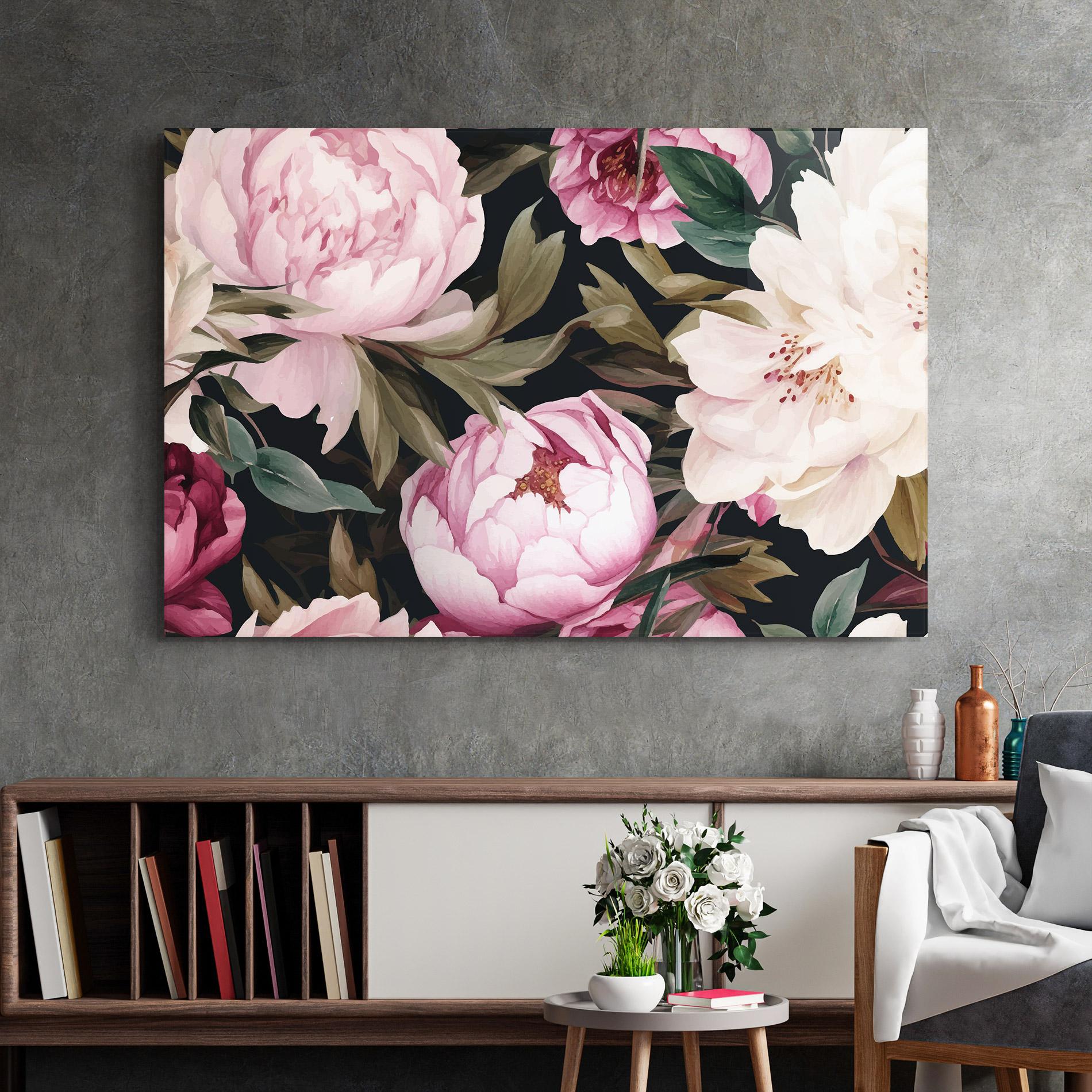 Стъклена картина Peony Paint mockup 2