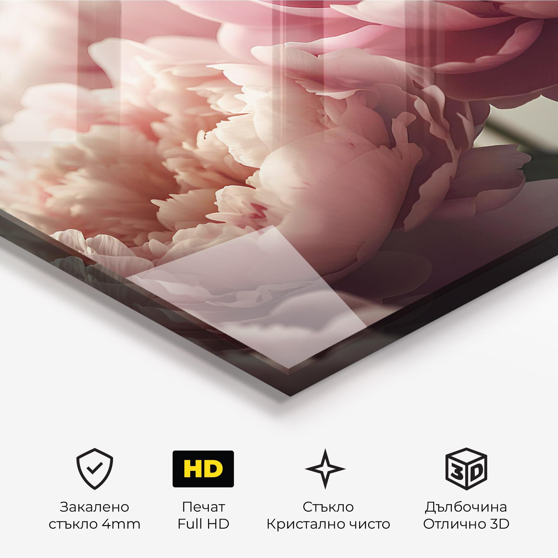 Стъклена картина Cream Dreamy Peony mockup 3