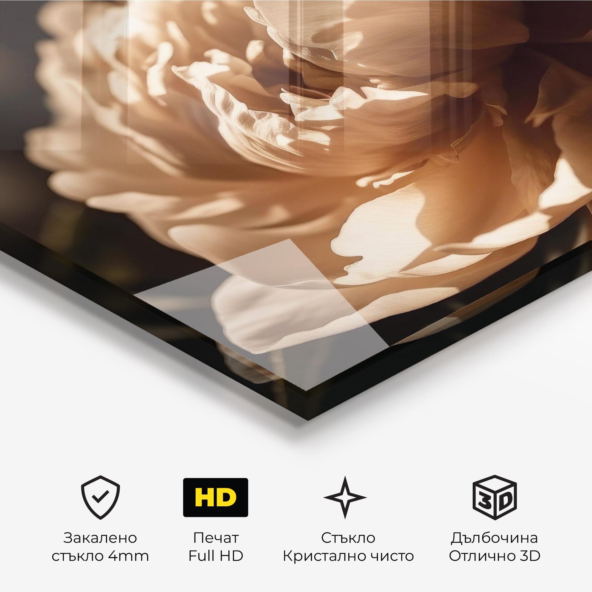 Стъклена картина Cream Peony mockup 3