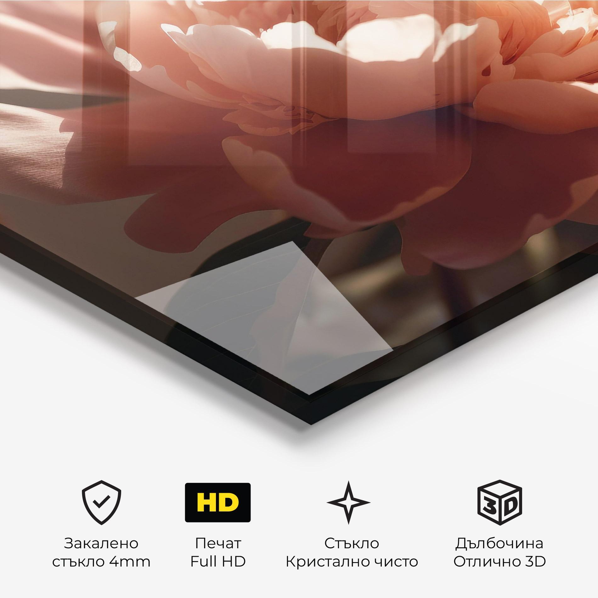 Стъклена картина Light Orange Peony View mockup 3