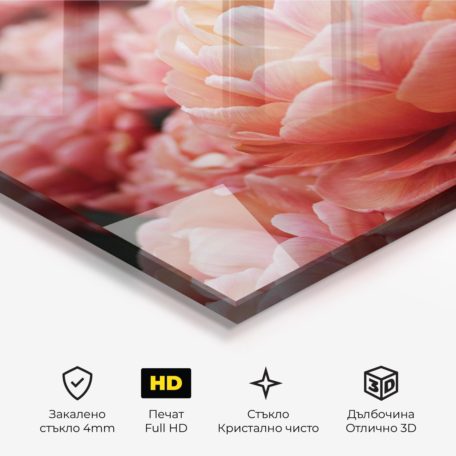 Стъклена картина Light Orange Peony mockup 3