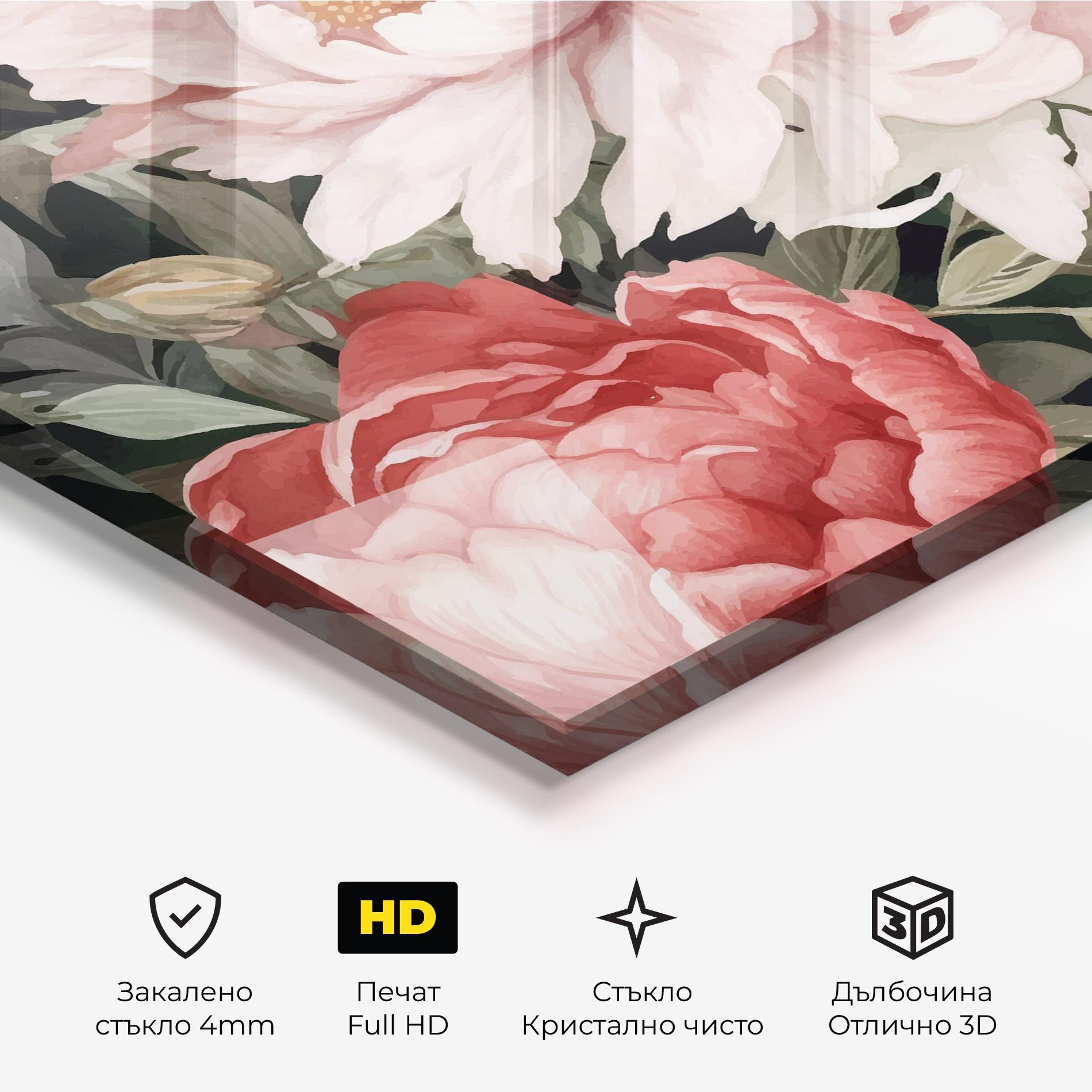 Стъклена картина Light Peony Art mockup 3