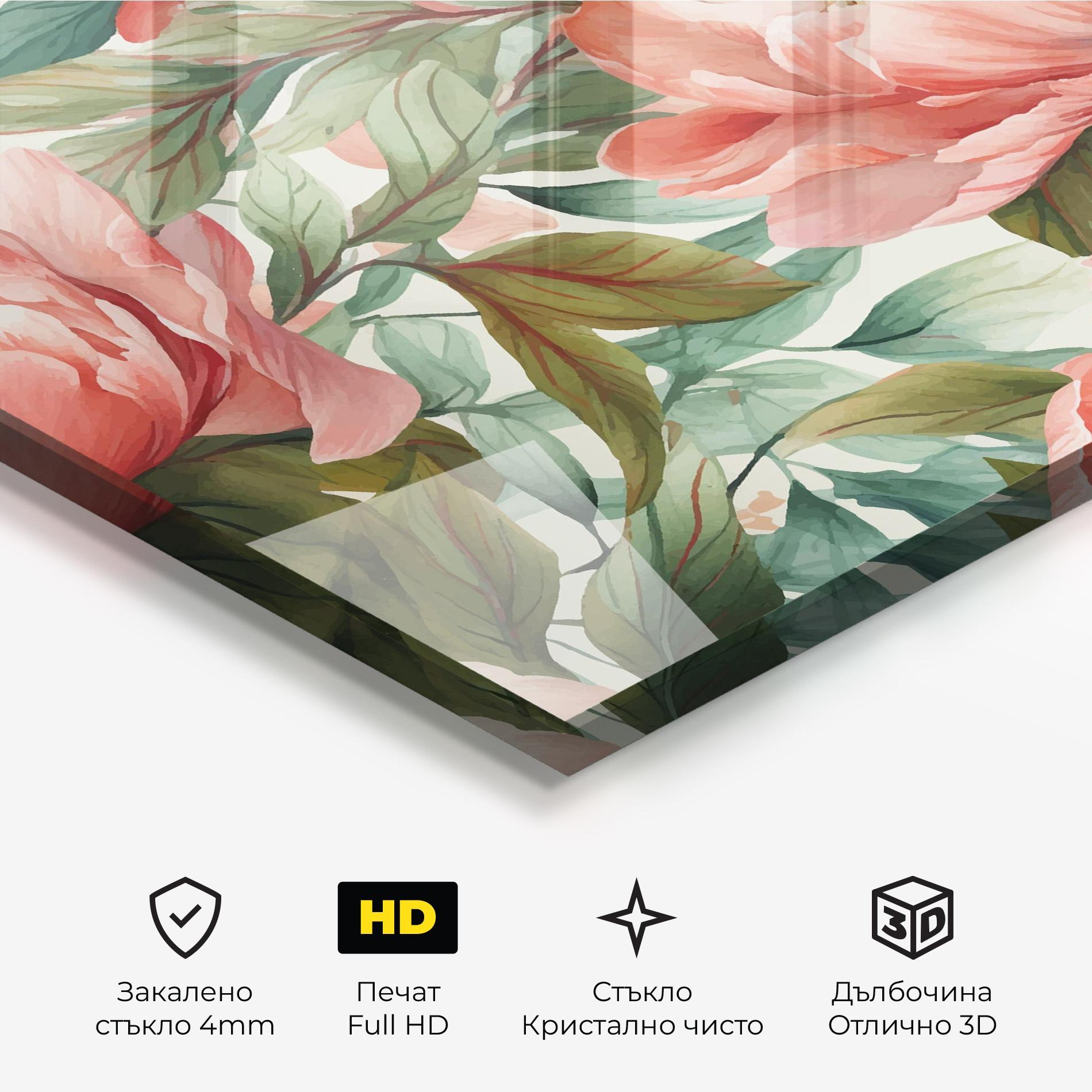 Стъклена картина Light Red Peony mockup 3