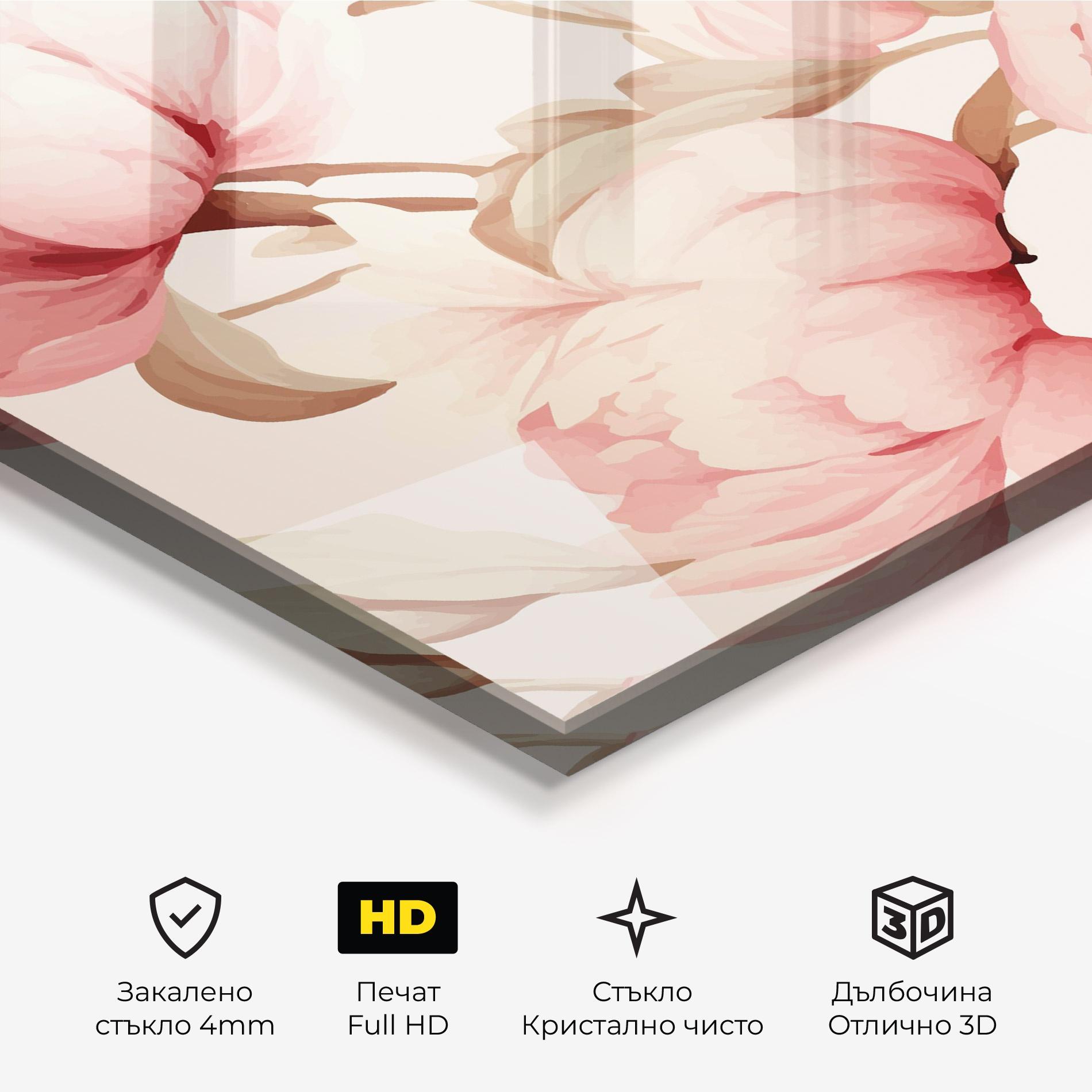 Стъклена картина Pastel Peony mockup 3