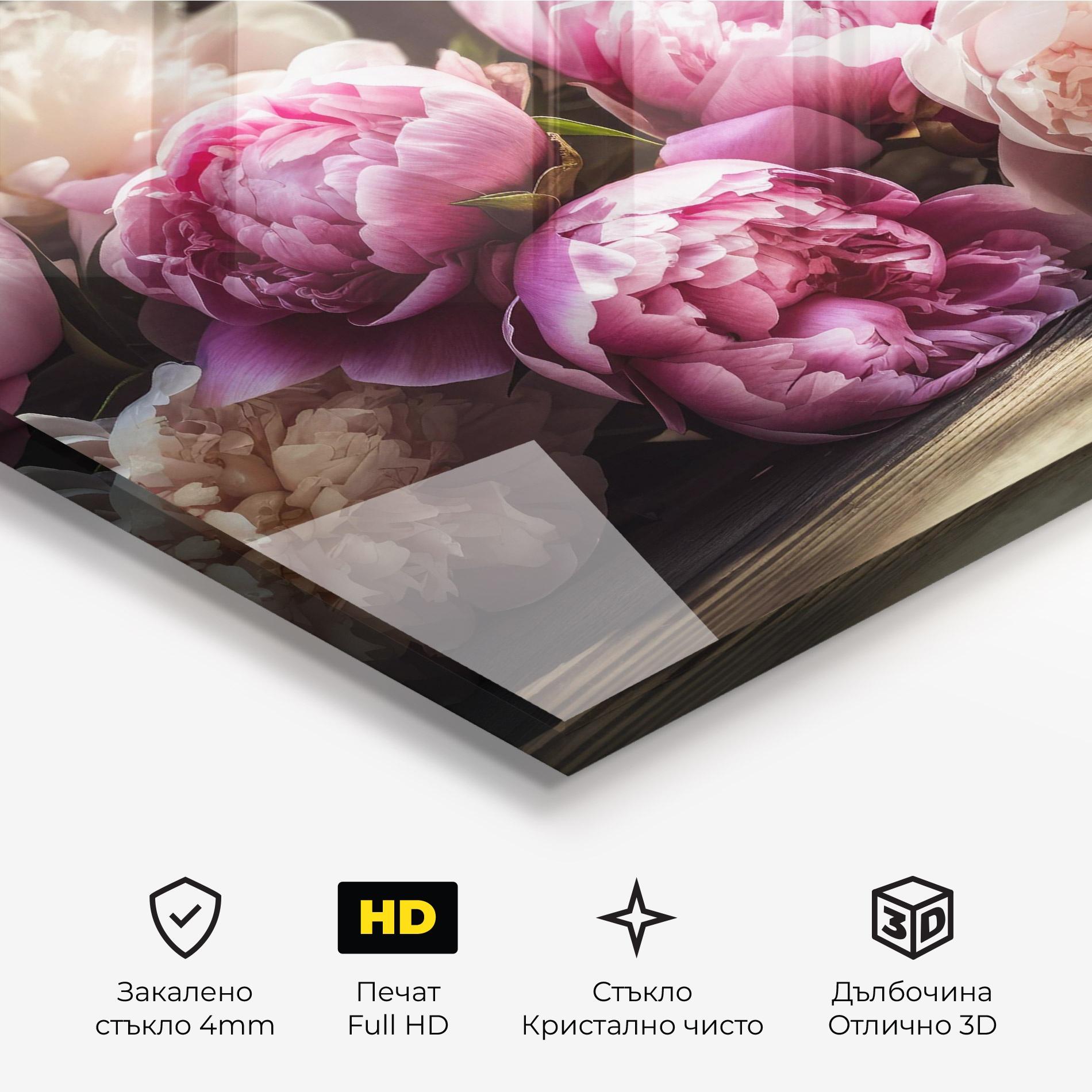 Стъклена картина Peonies On The Table mockup 3