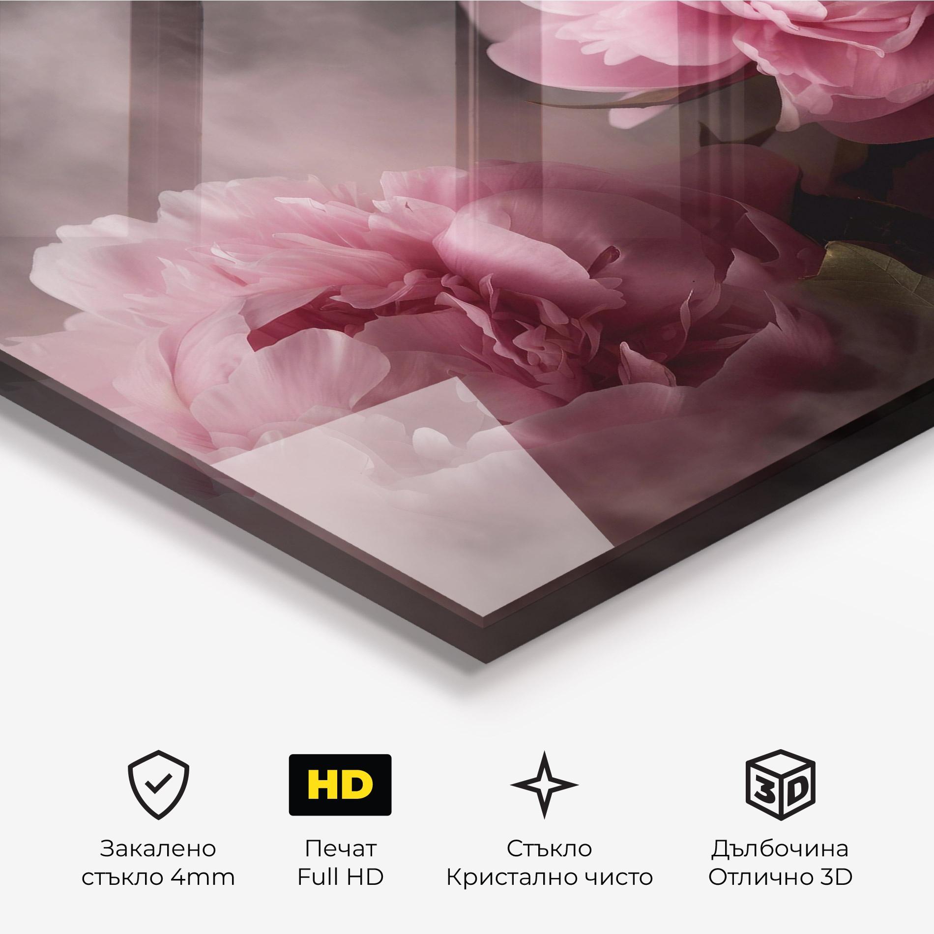 Стъклена картина Peony In Smoke mockup 3