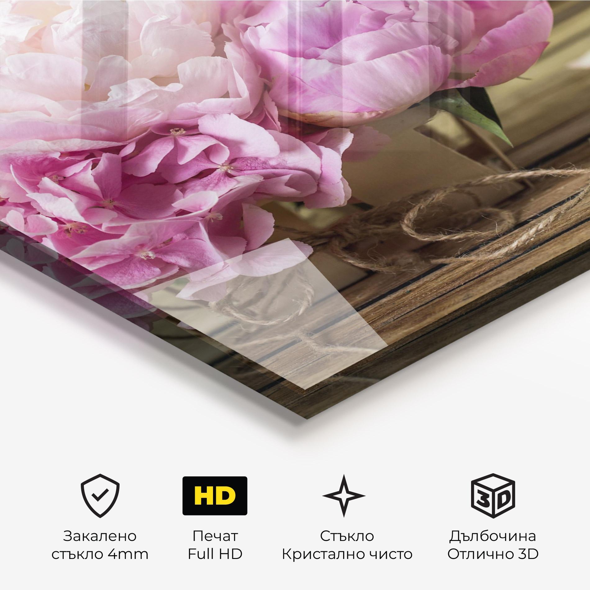 Стъклена картина Peony On Table mockup 3