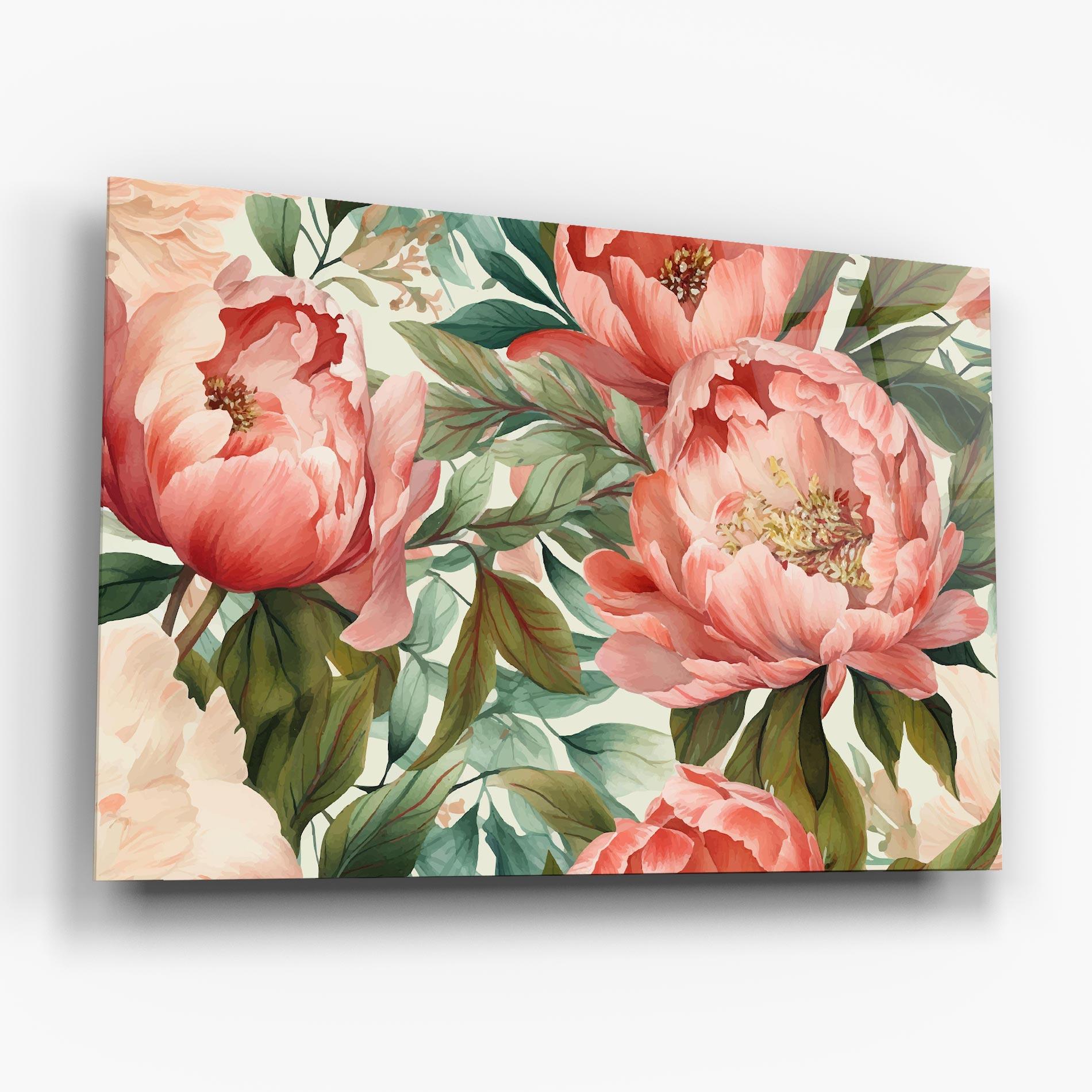 Стъклена картина Light Red Peony mockup 6