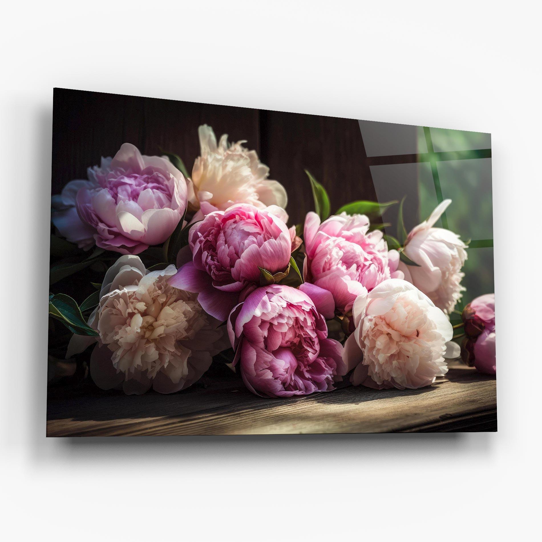 Стъклена картина Peonies On The Table mockup 6