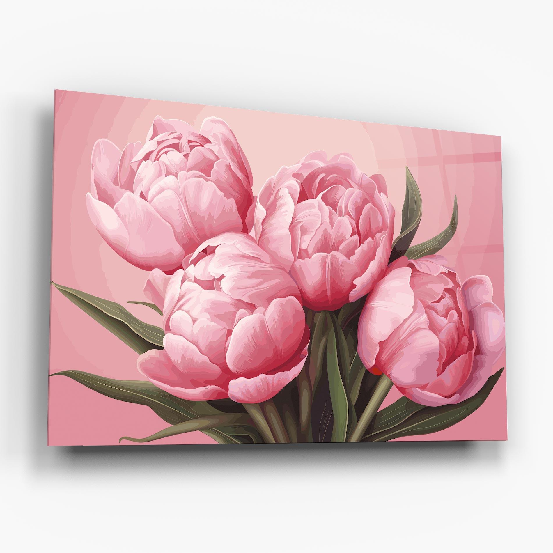 Стъклена картина Peony On Pink mockup 6