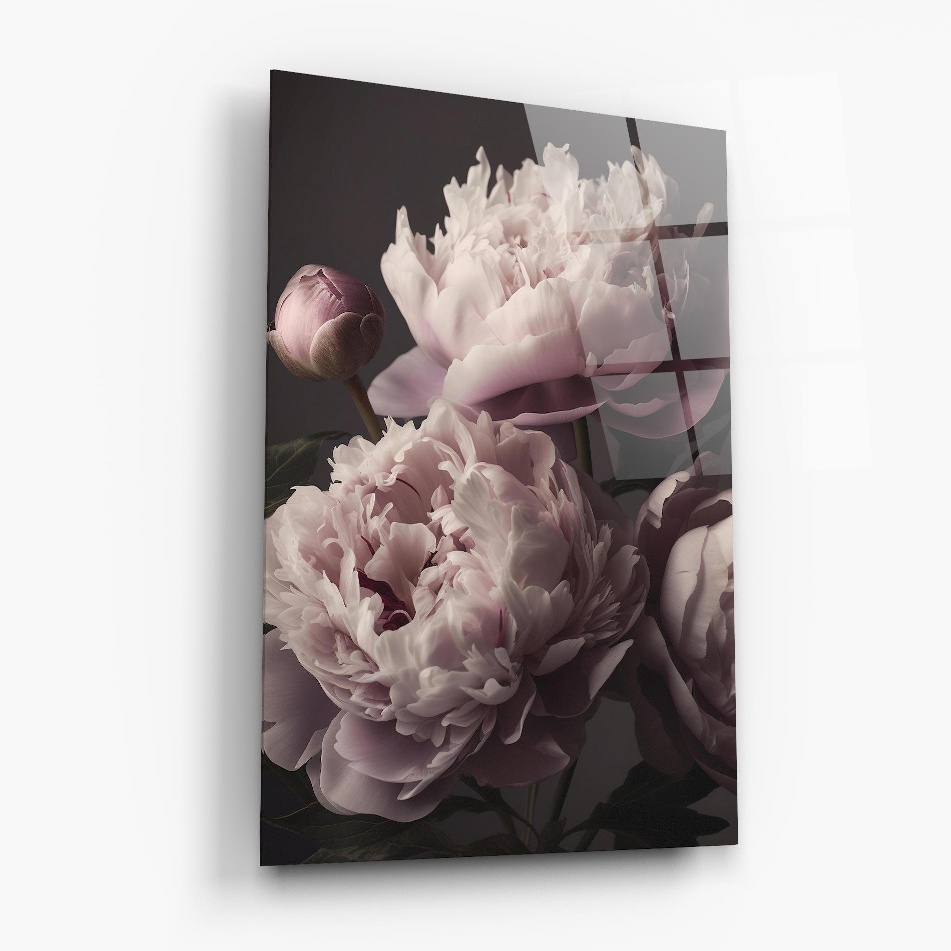 Стъклена картина Grey Pastel Pink Peony mockup 6