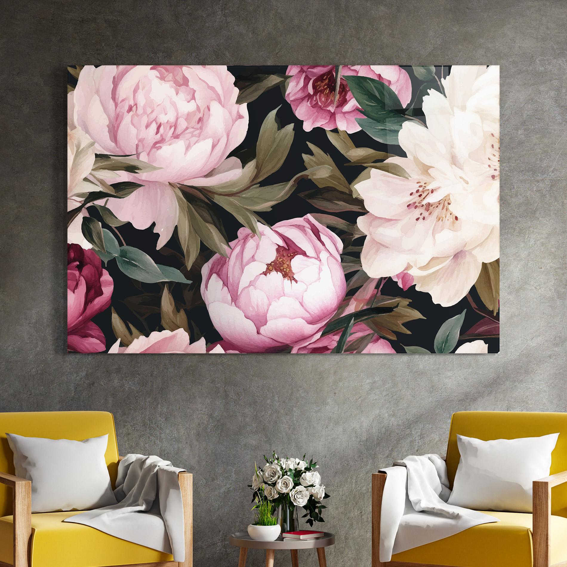 Стъклена картина Peony Paint mockup 4