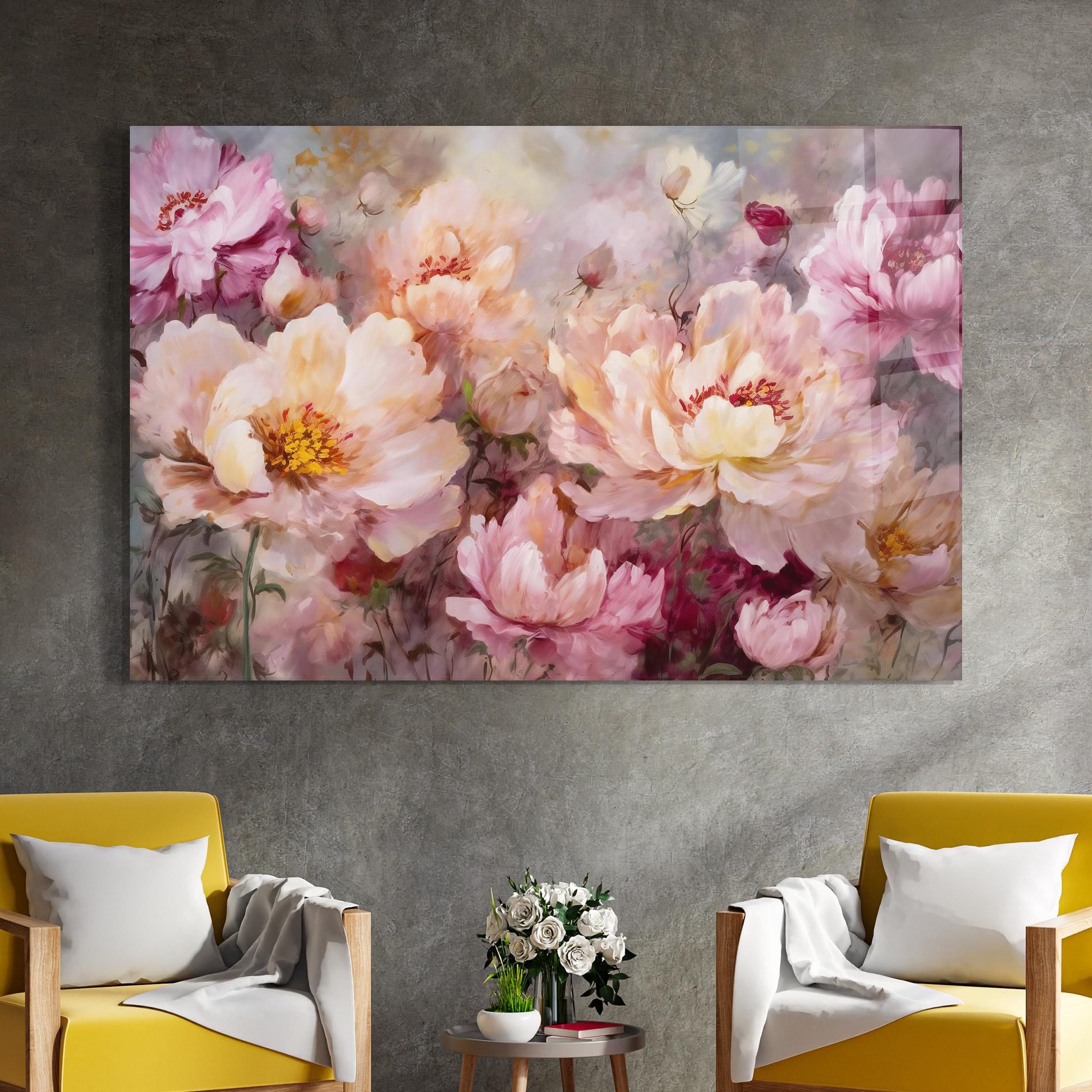 Стъклена картина Peony Painting Art mockup 4