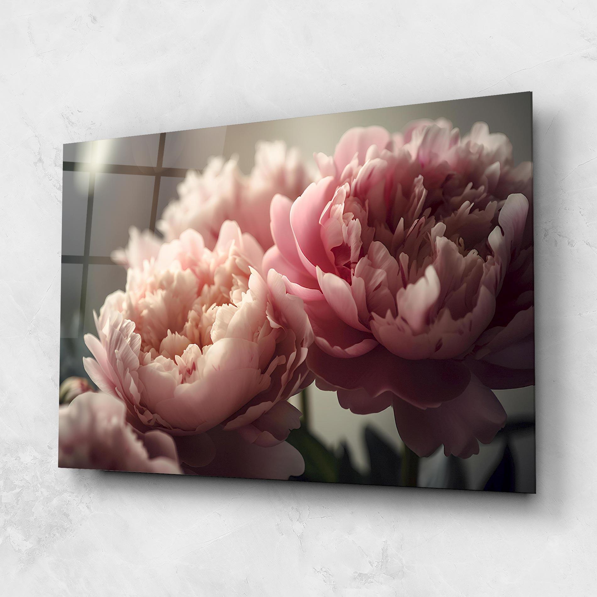 Стъклена картина Cream Dreamy Peony mockup 1