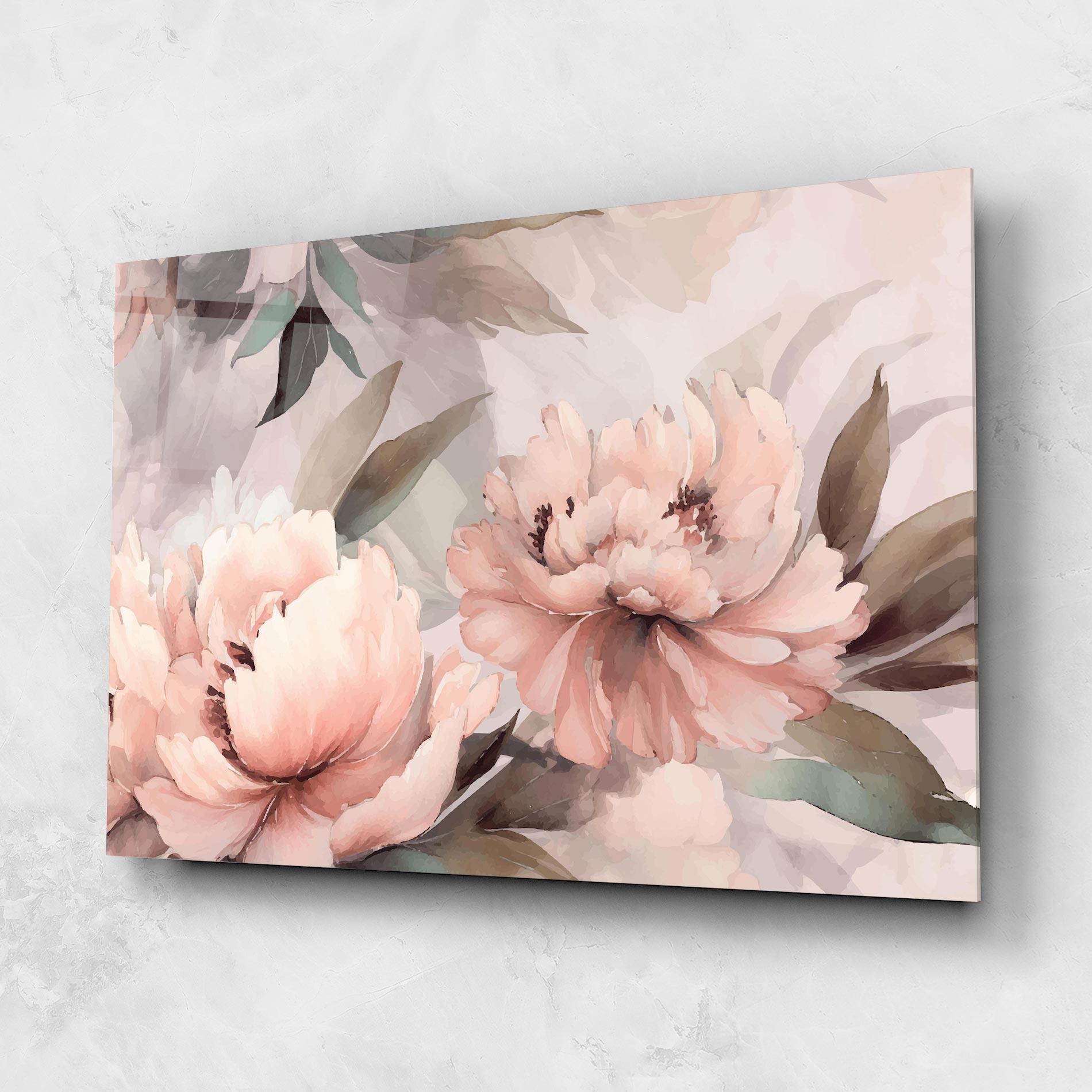 Стъклена картина Dreamy Peony Art mockup 1
