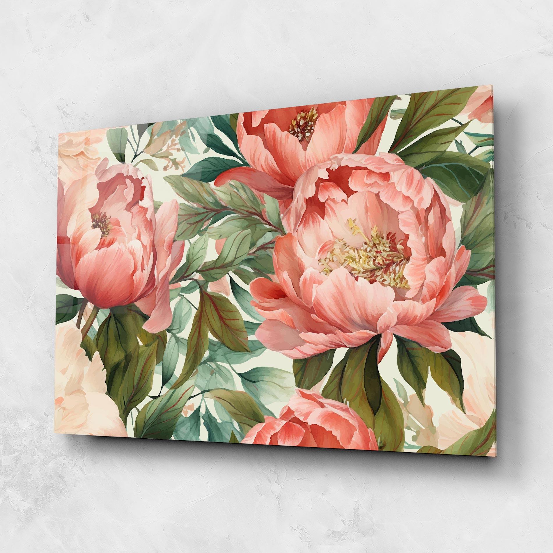 Стъклена картина Light Red Peony mockup 1