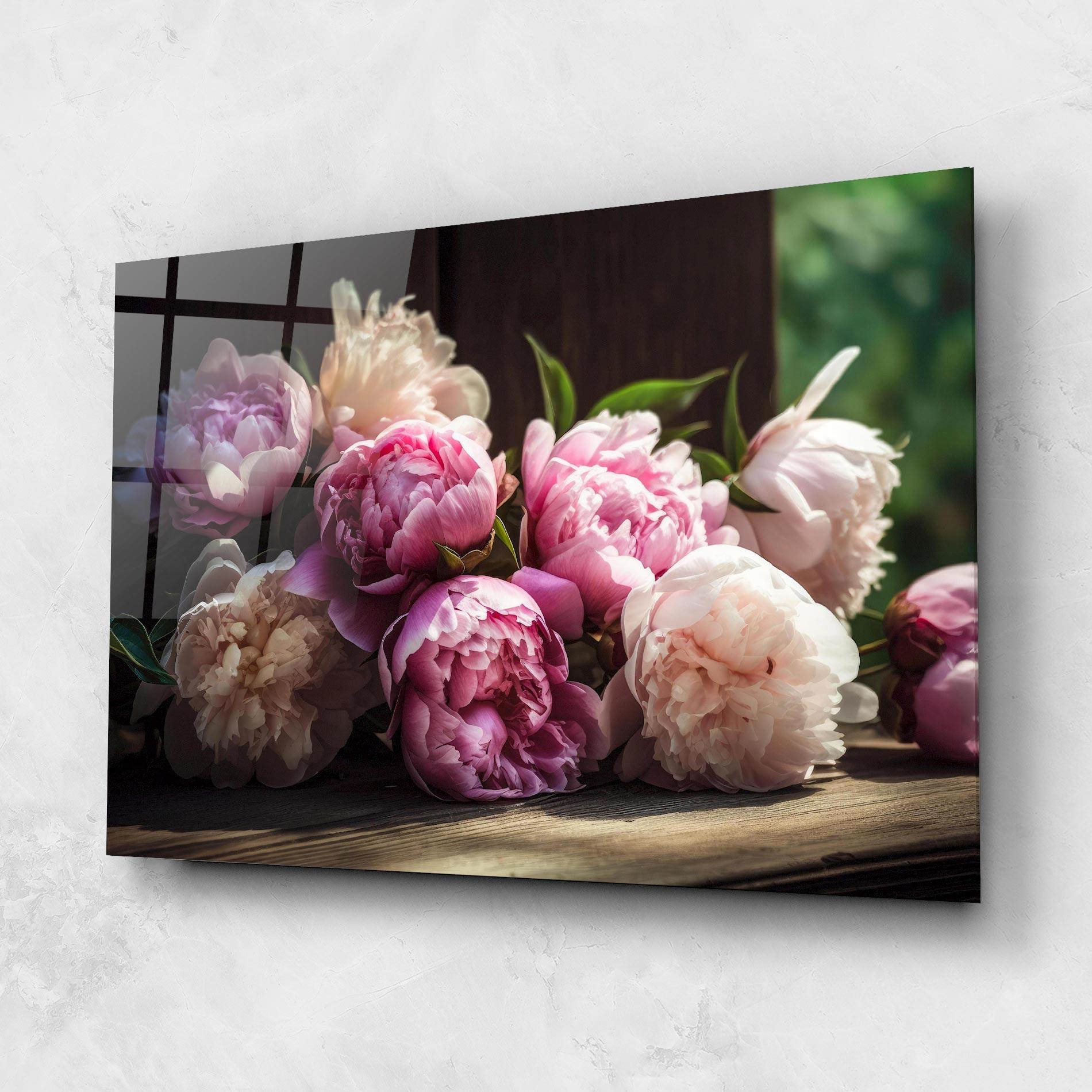Стъклена картина Peonies On The Table mockup 1