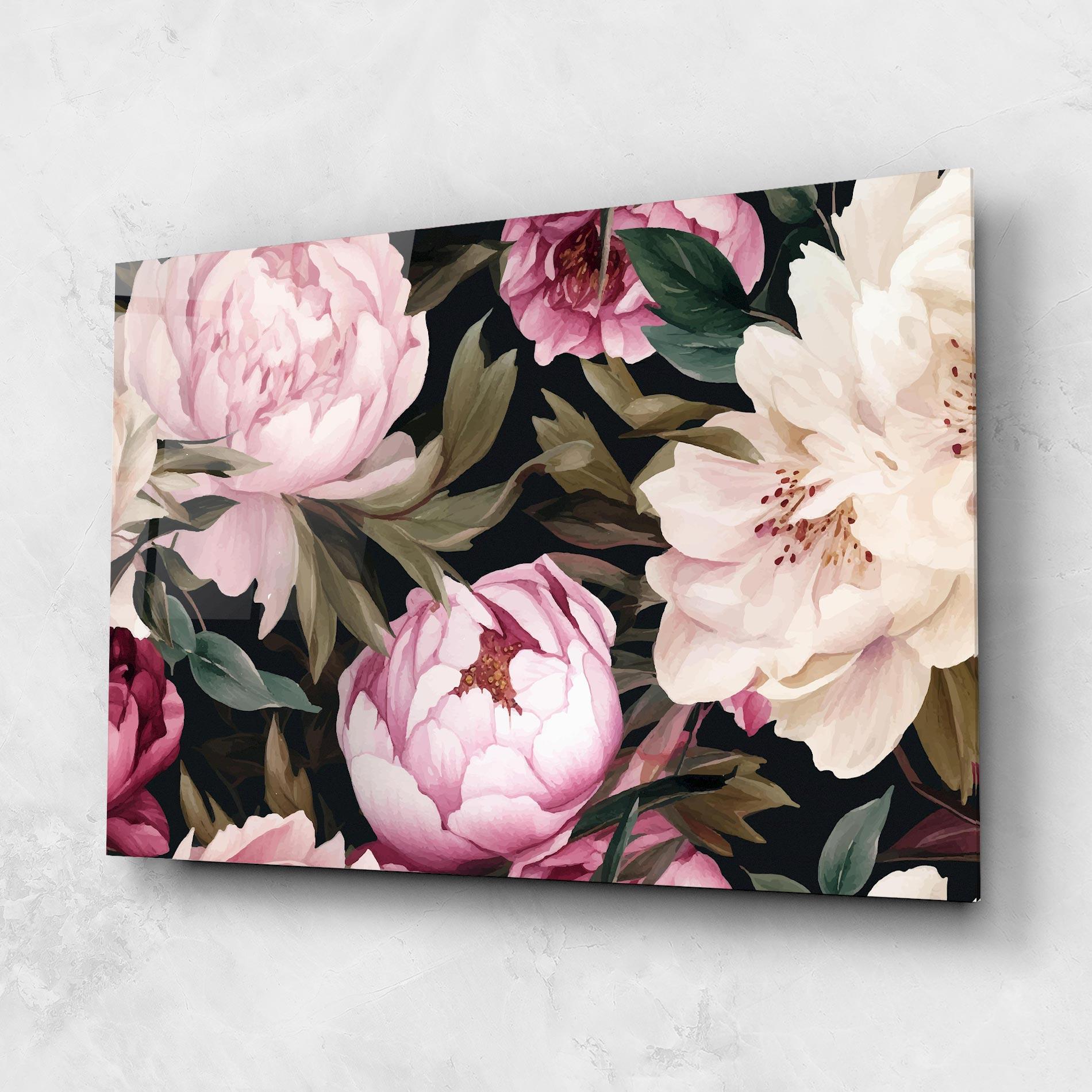 Стъклена картина Peony Paint mockup 1