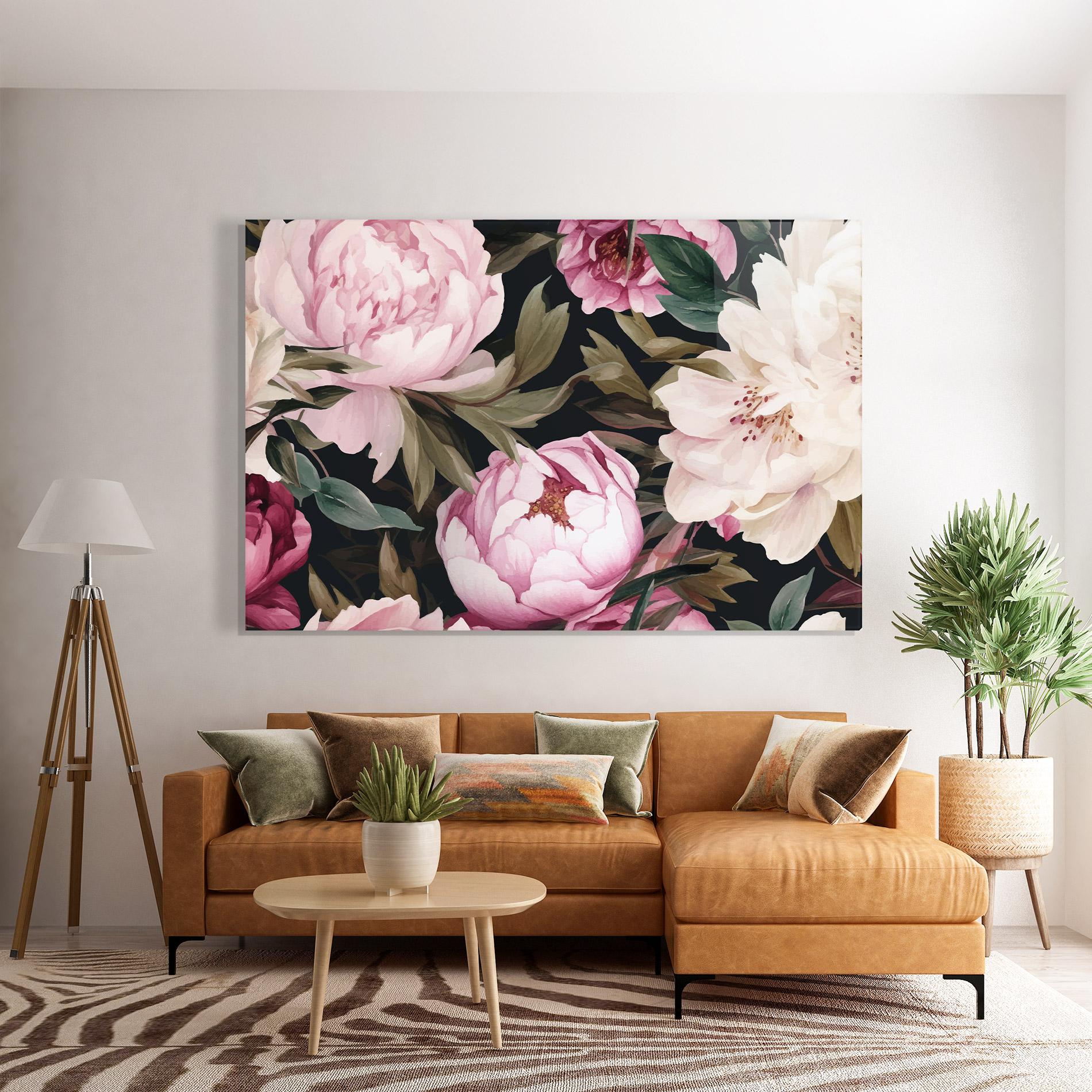 Стъклена картина Peony Paint mockup 7