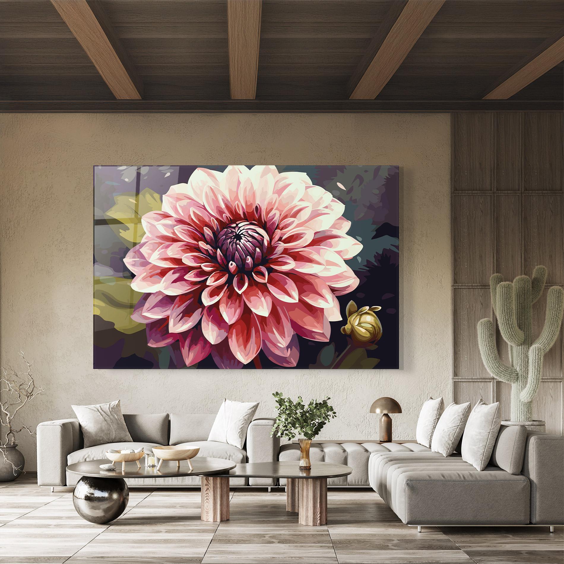 Стъклена картина Open Pink Flower mockup 8