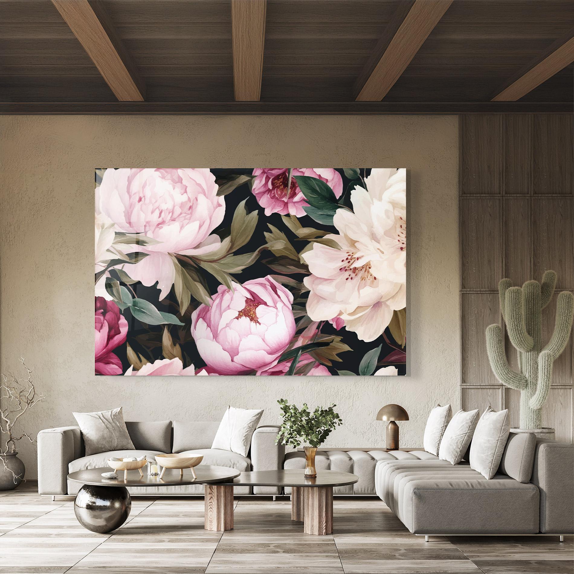 Стъклена картина Peony Paint mockup 8