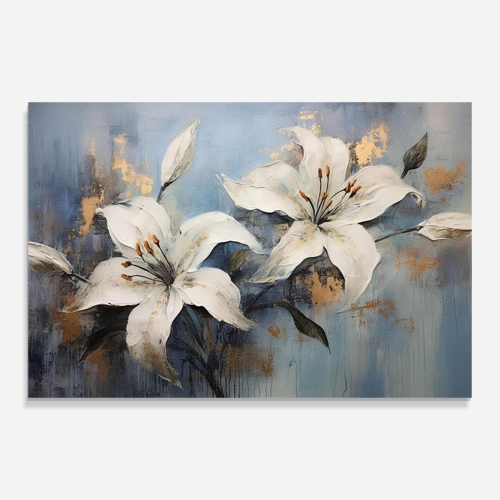 Стъклена картина Gold Lily Painting mockup 0