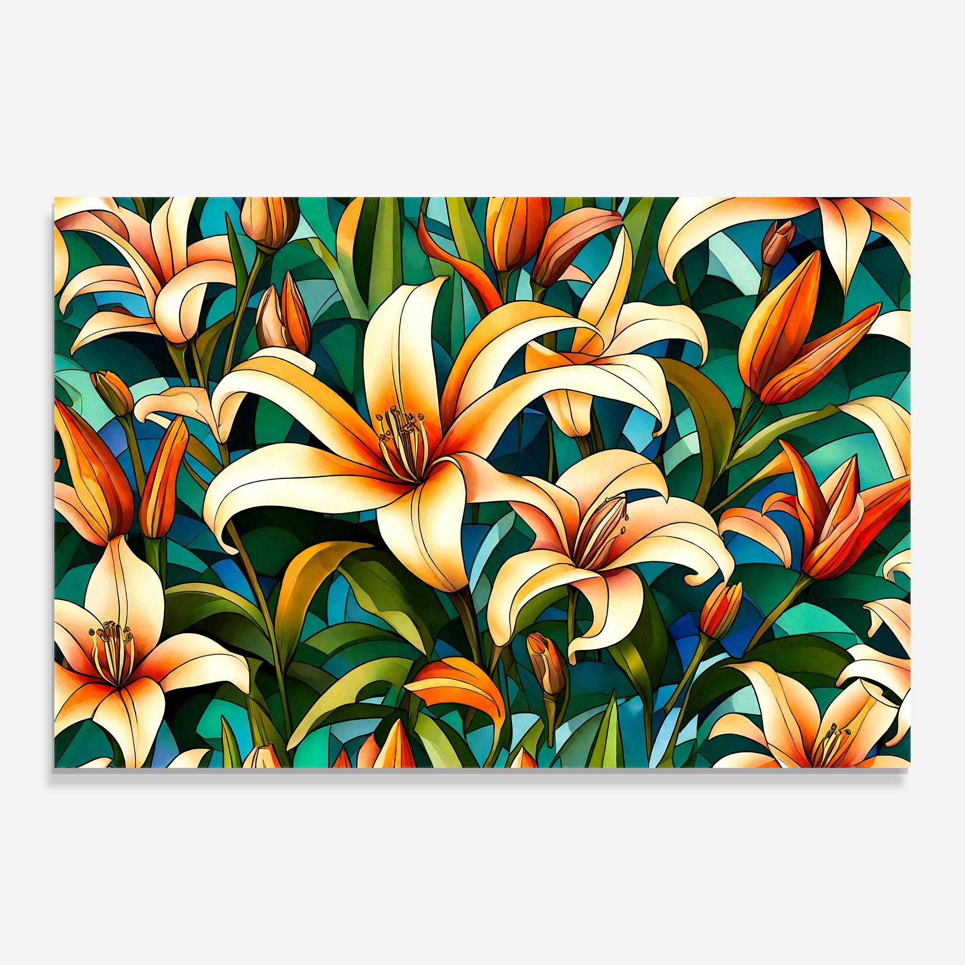 Стъклена картина Lily Pattern mockup 0