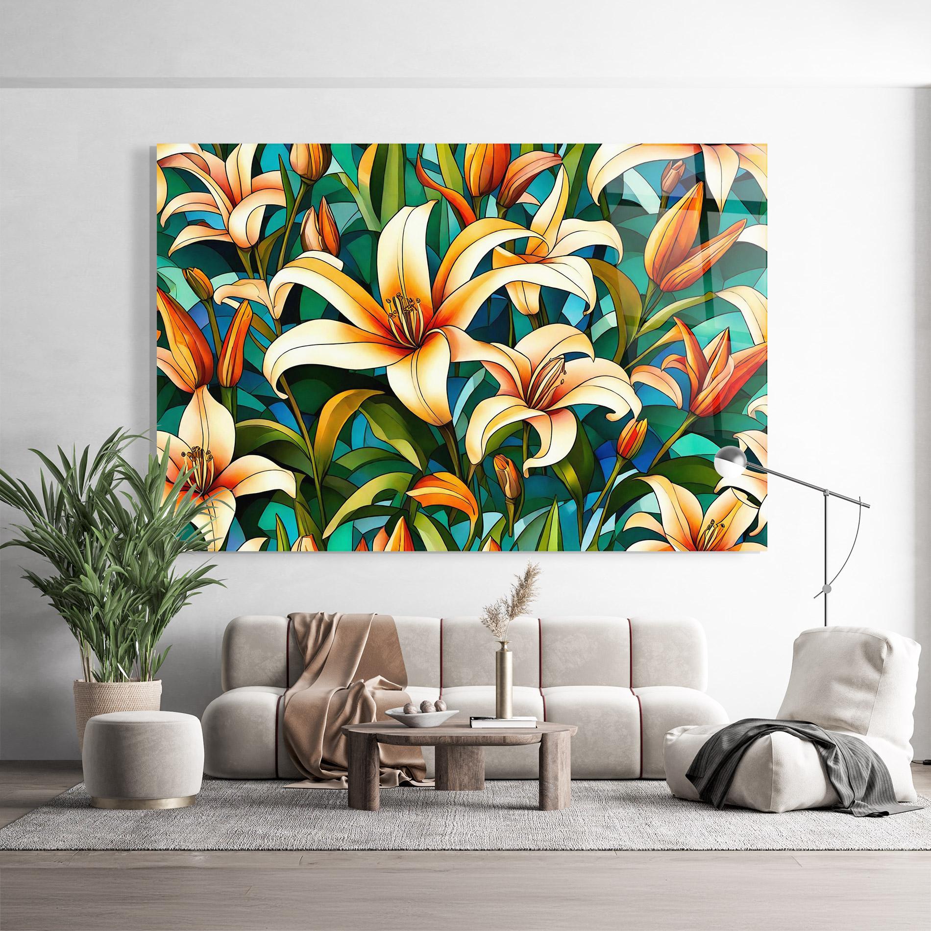 Стъклена картина Lily Pattern mockup 9