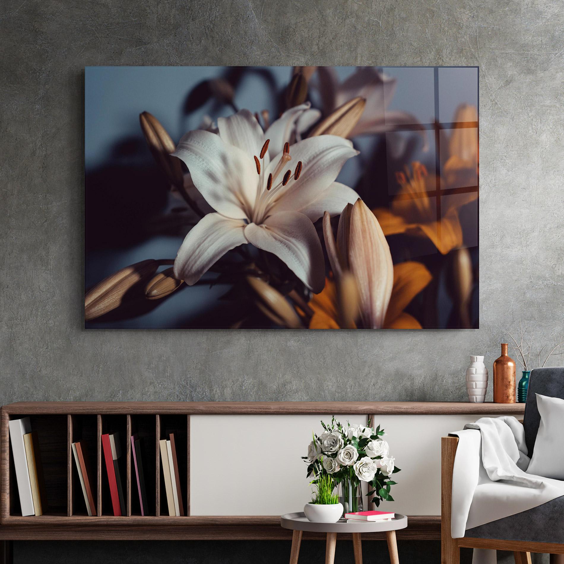 Стъклена картина Cream Lily mockup 2