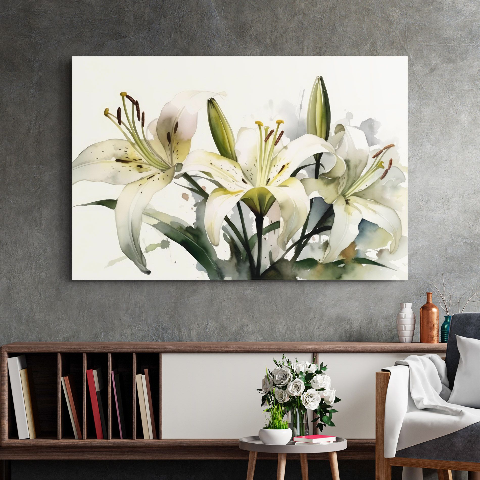 Cute White Lily Painting mockup 2