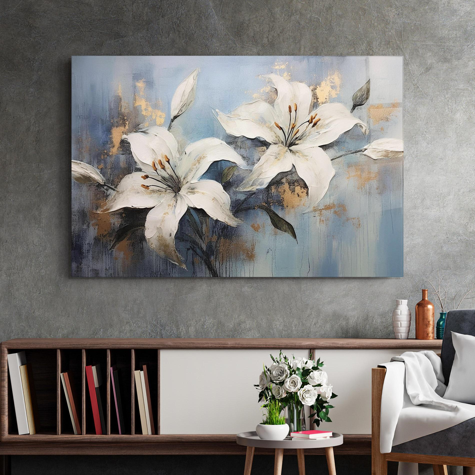 Стъклена картина Gold Lily Painting mockup 2