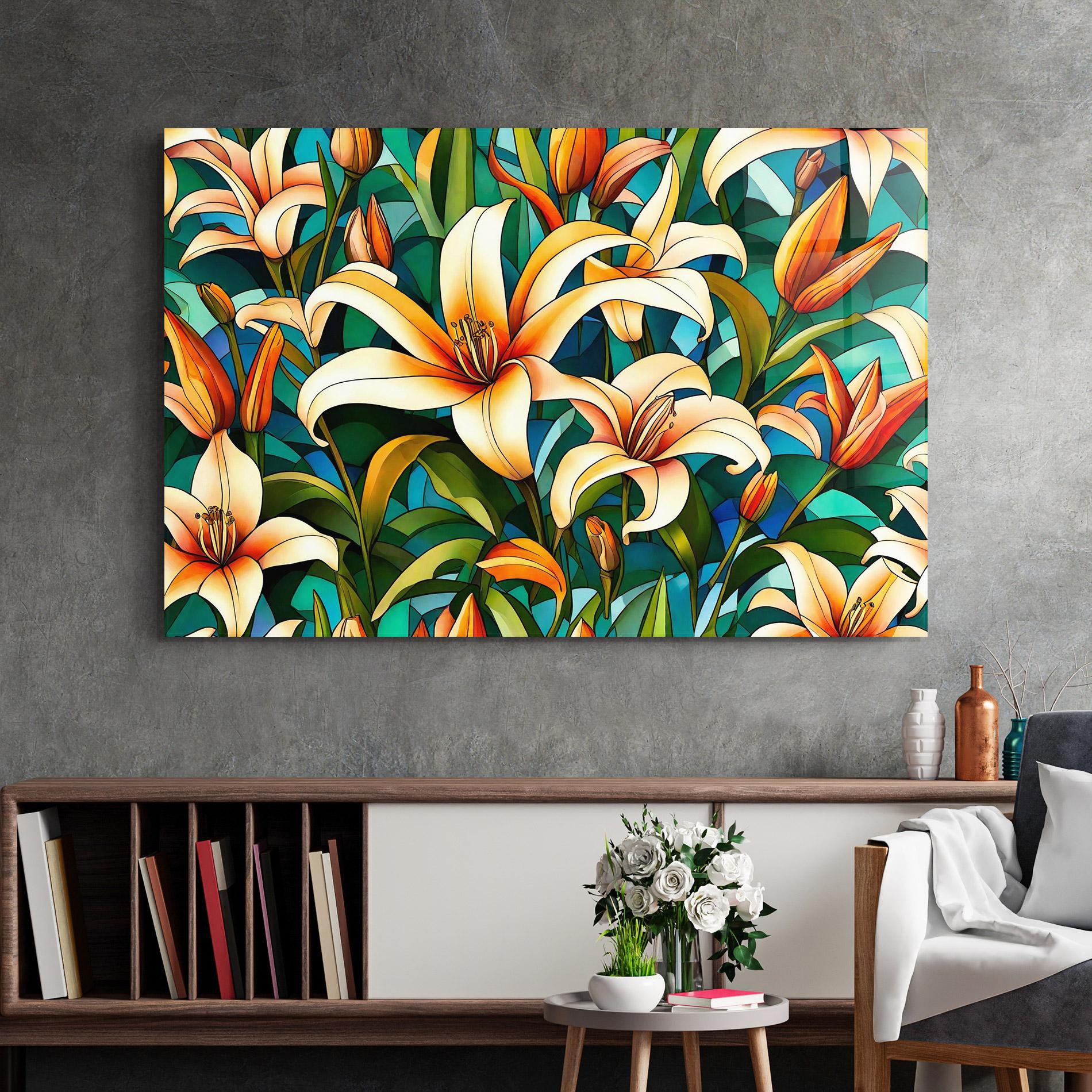 Стъклена картина Lily Pattern mockup 2